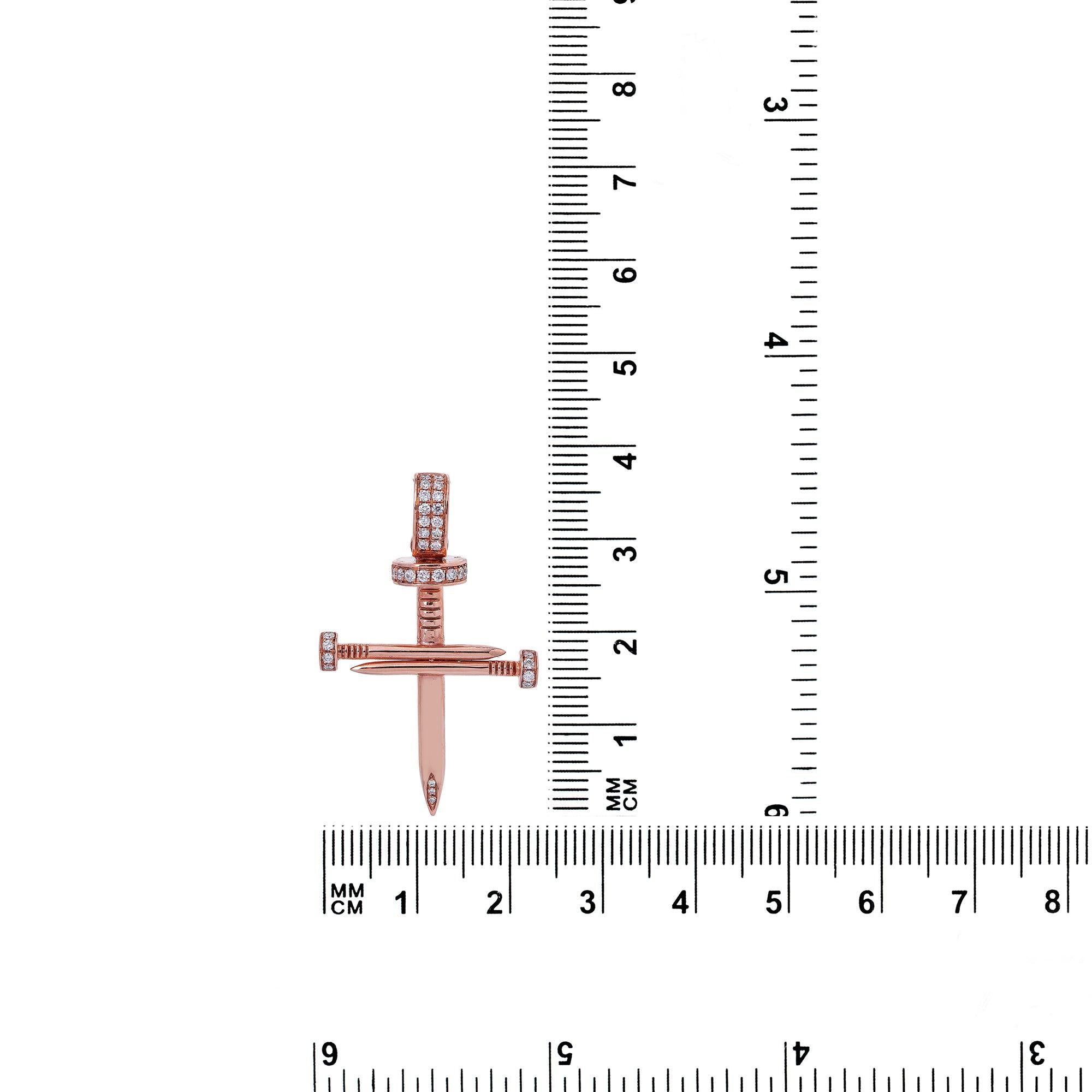 Unisex 14K Rose Gold Cross Pendant with 0.30 CT Diamonds