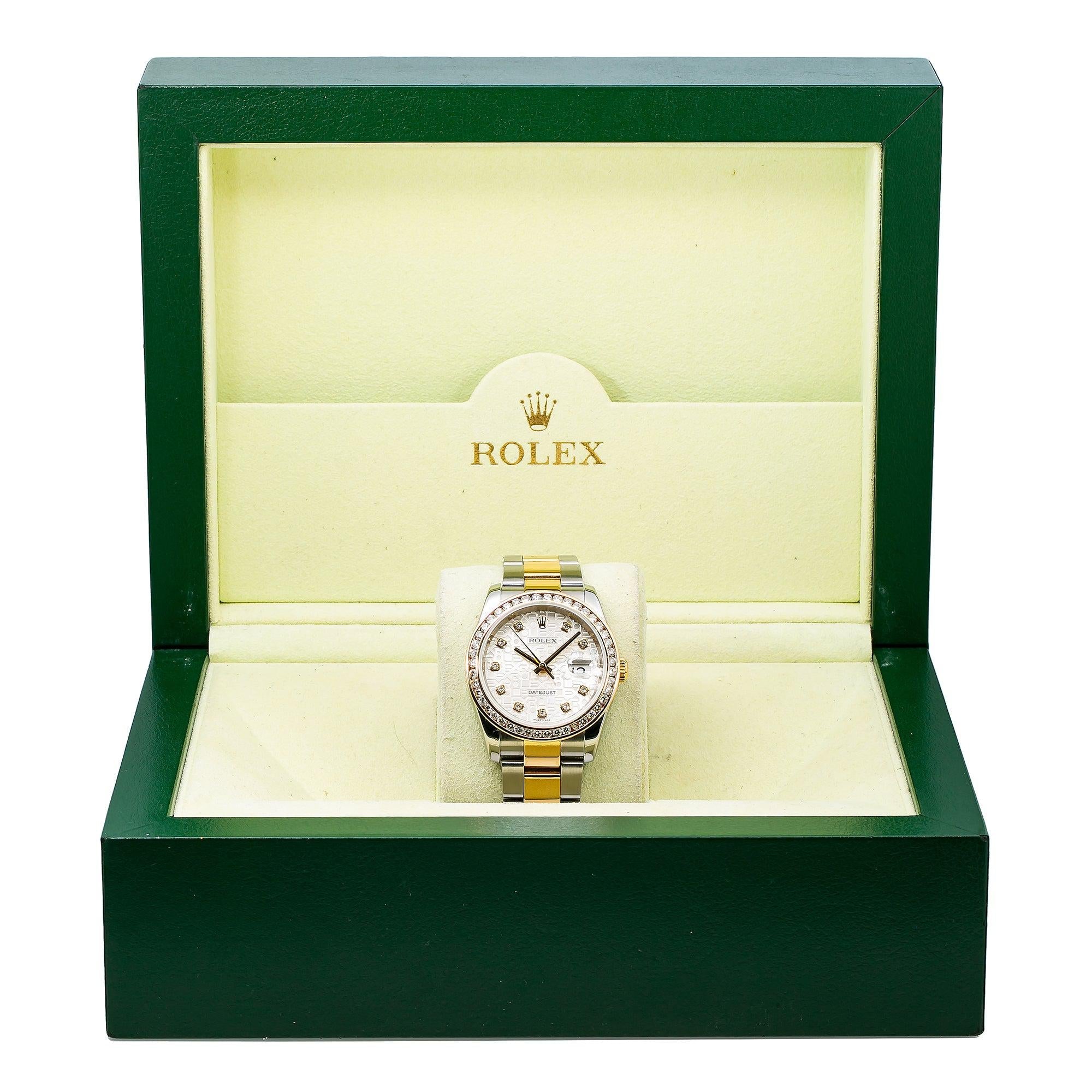 Rolex Datejust 116203 36MM Silver Diamond Dial With Two Tone Oyster Bracelet