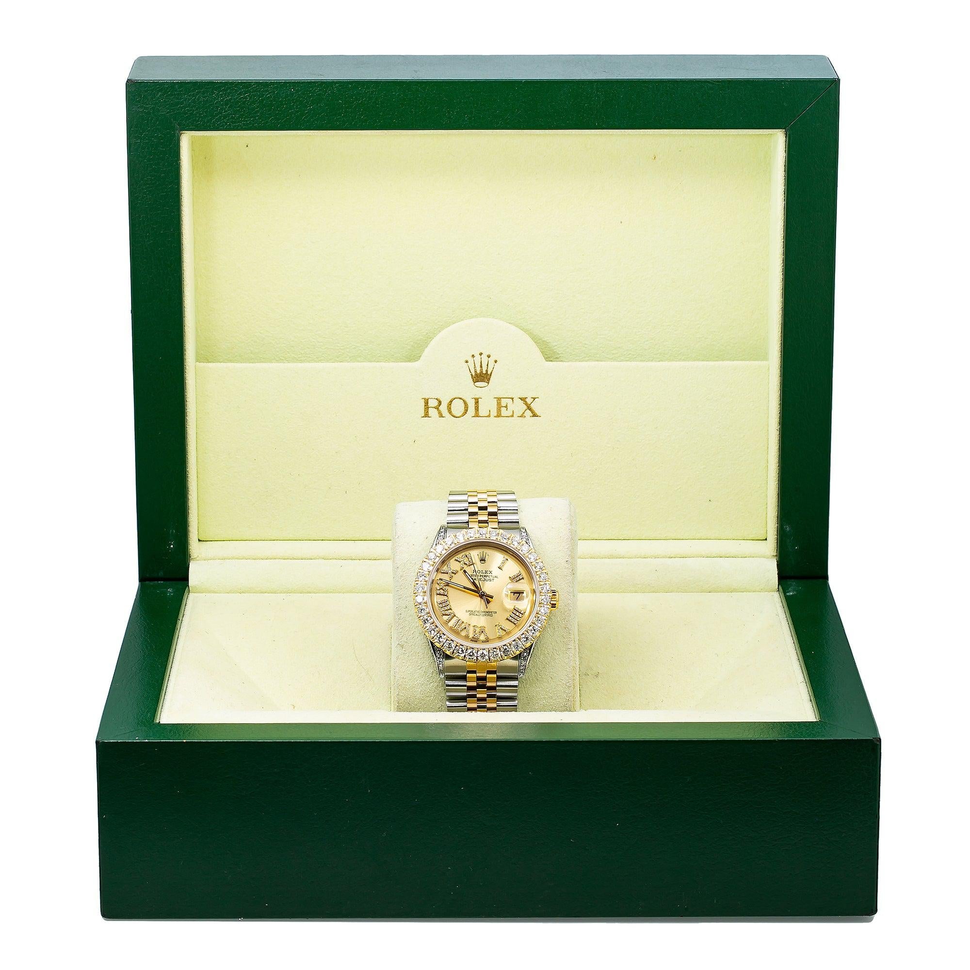 Rolex Datejust 1601 36MM Champagne Diamond Dial With Two Tone Bracelet