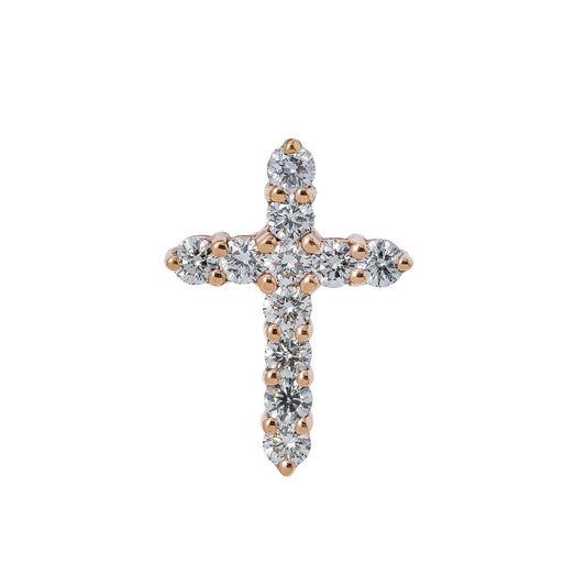 Unisex 14K Rose Gold Cross Pendant with 0.55 CT Diamonds