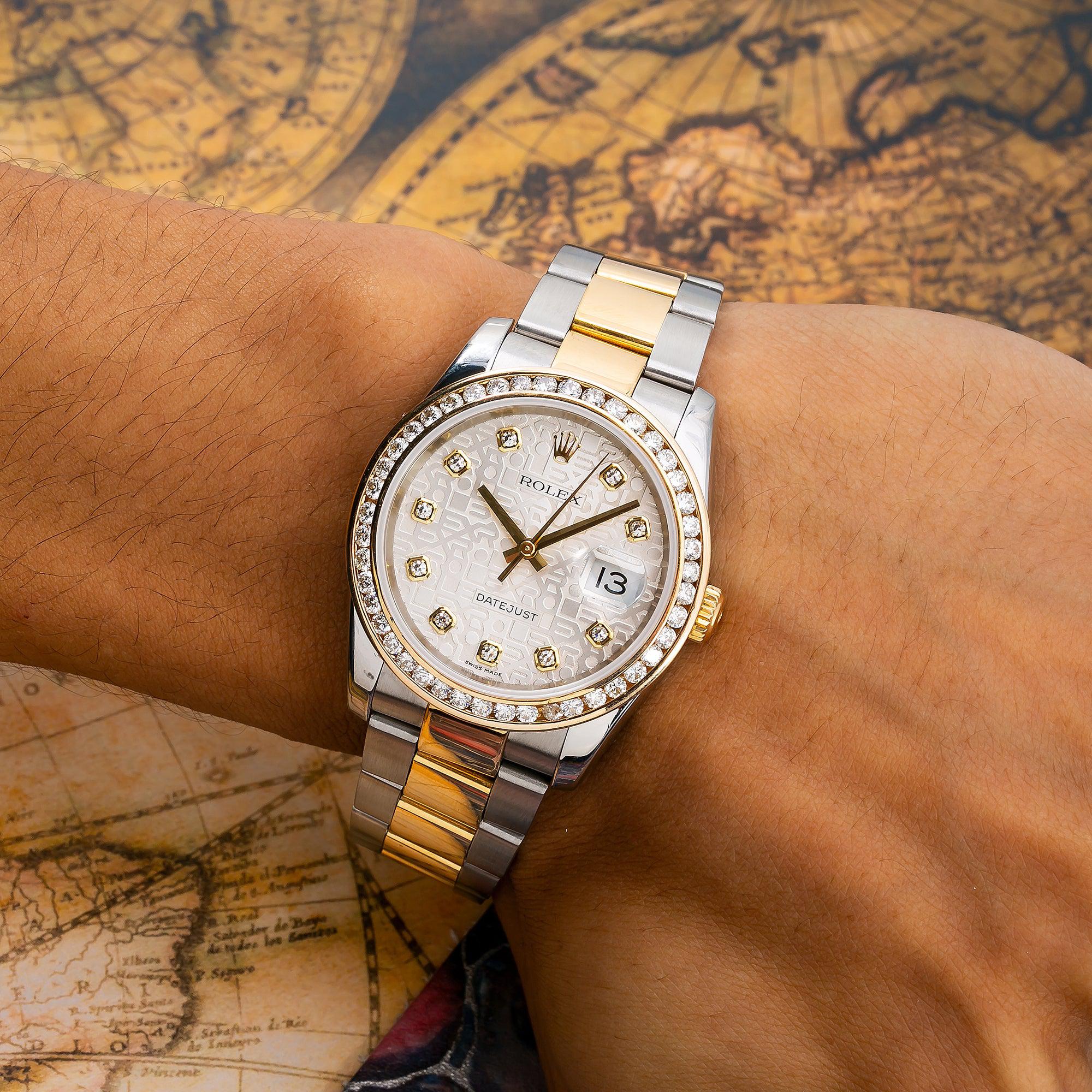 Rolex Datejust 116203 36MM Silver Diamond Dial With Two Tone Oyster Bracelet