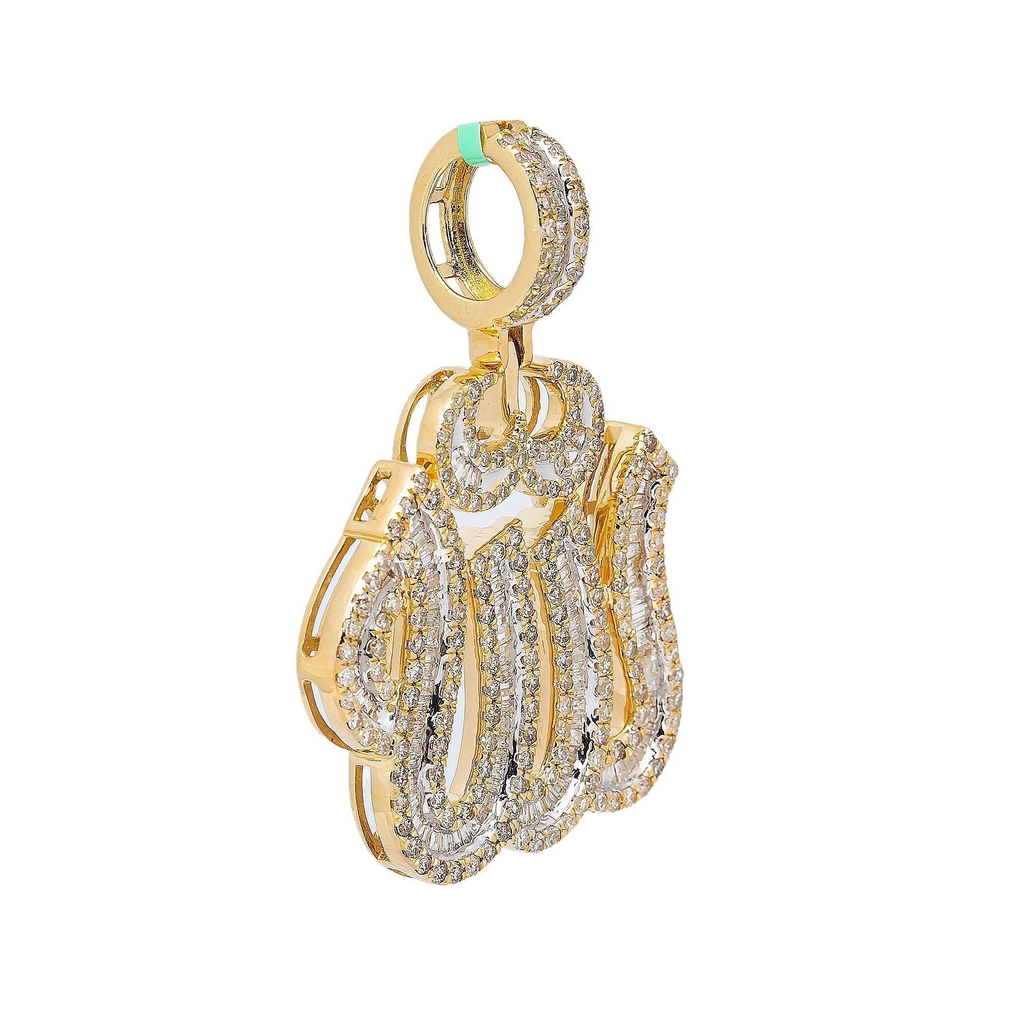 14K YELLOW GOLD DIAMOND ALLAH PENDANT 2.50 CT