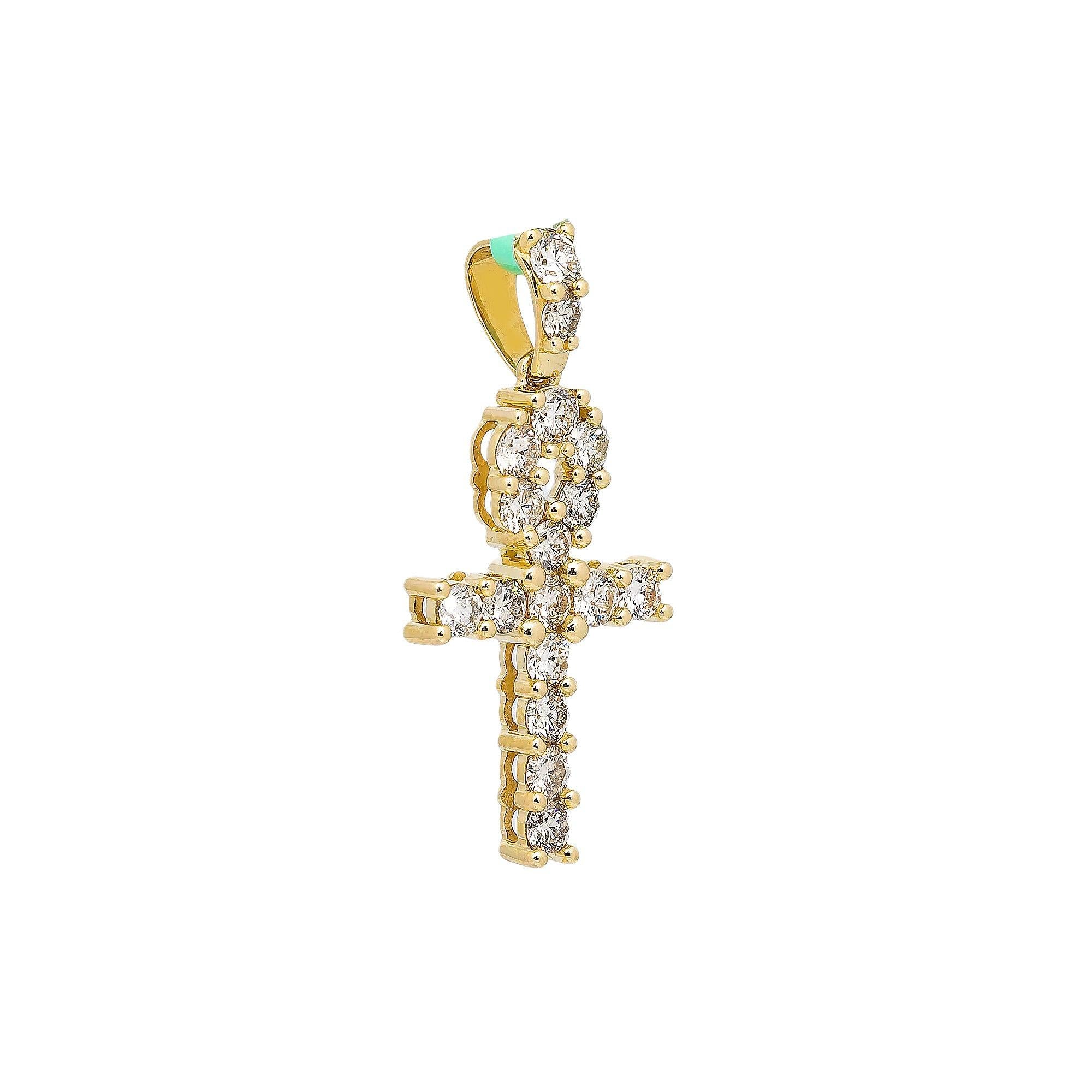 14K YELLOW GOLD ANKAH PENDNANT WITH 1.65 CT DIAMONDS