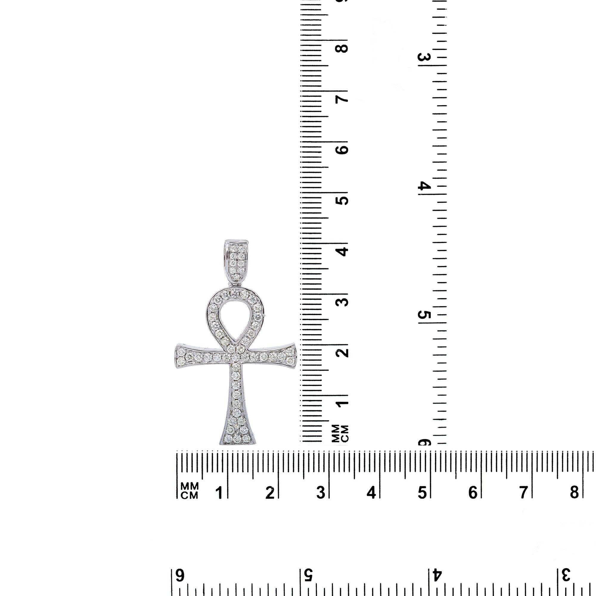 Men's 14K White Gold Ankh Pendant with 1.05 CT Diamonds