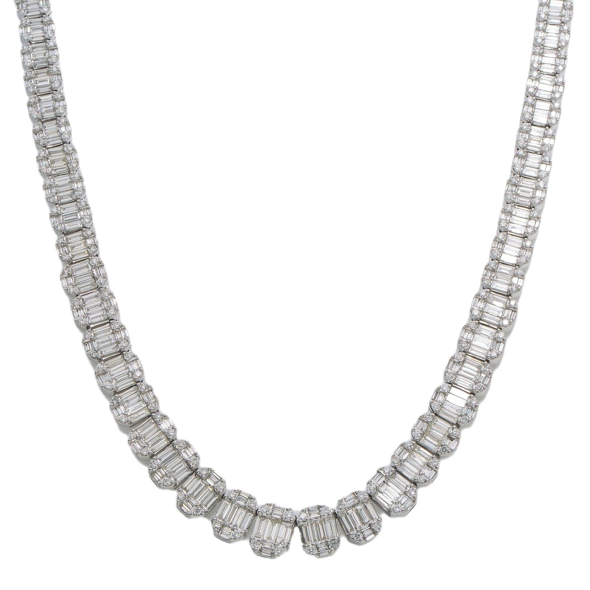 14K GOLD BAGUETTE AND ROUND DIAMOND CHAIN 25.05 CT