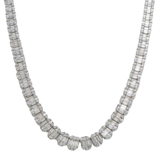 14K GOLD BAGUETTE AND ROUND DIAMOND CHAIN 25.05 CT