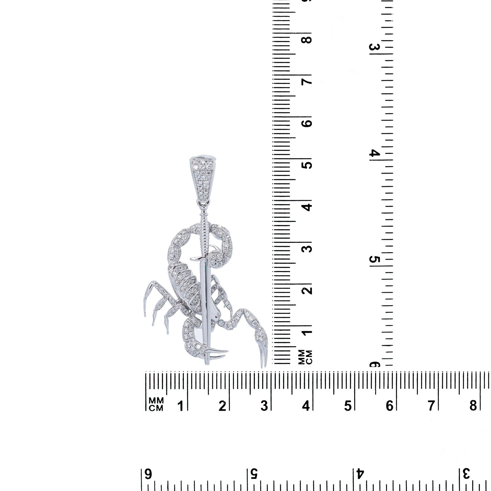 Unisex 14K White Gold Scorpio Pendant with 0.60 CT Diamonds