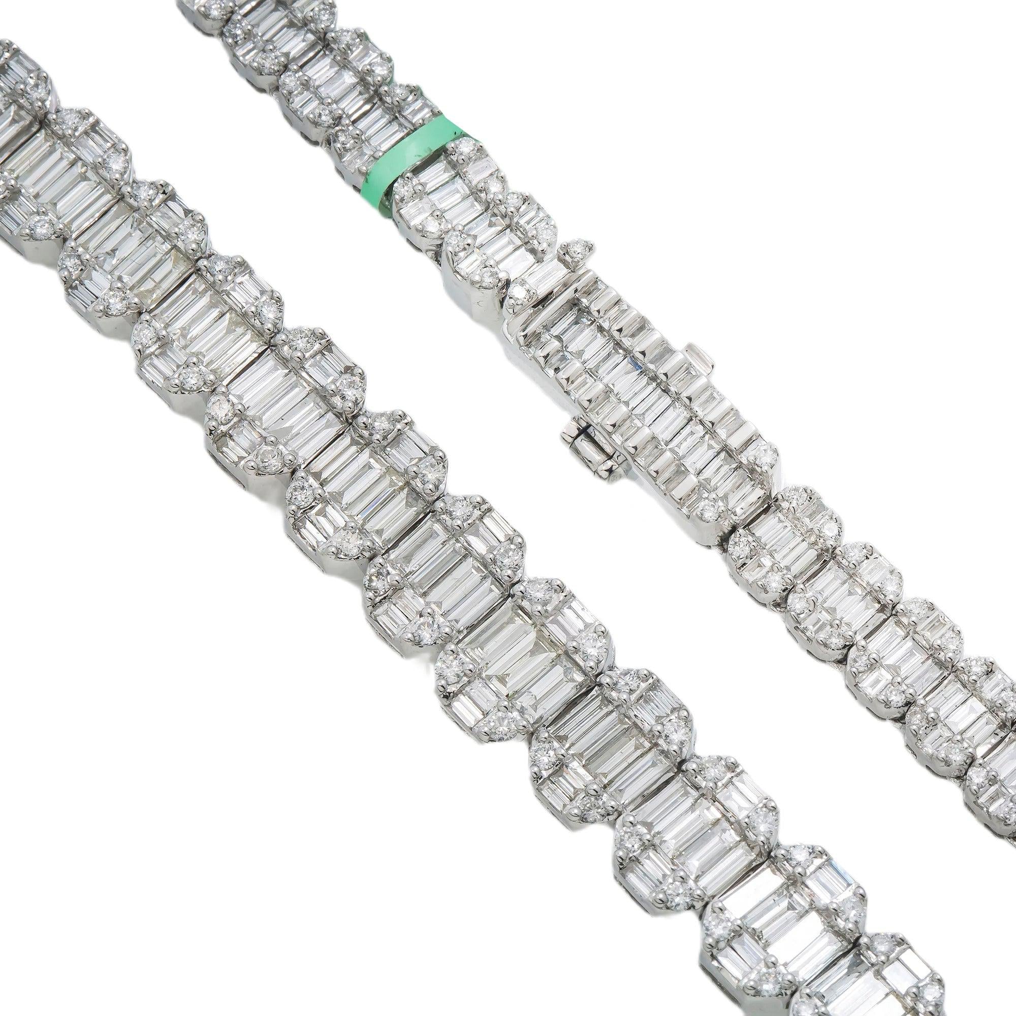 14K GOLD BAGUETTE AND ROUND DIAMOND CHAIN 25.05 CT