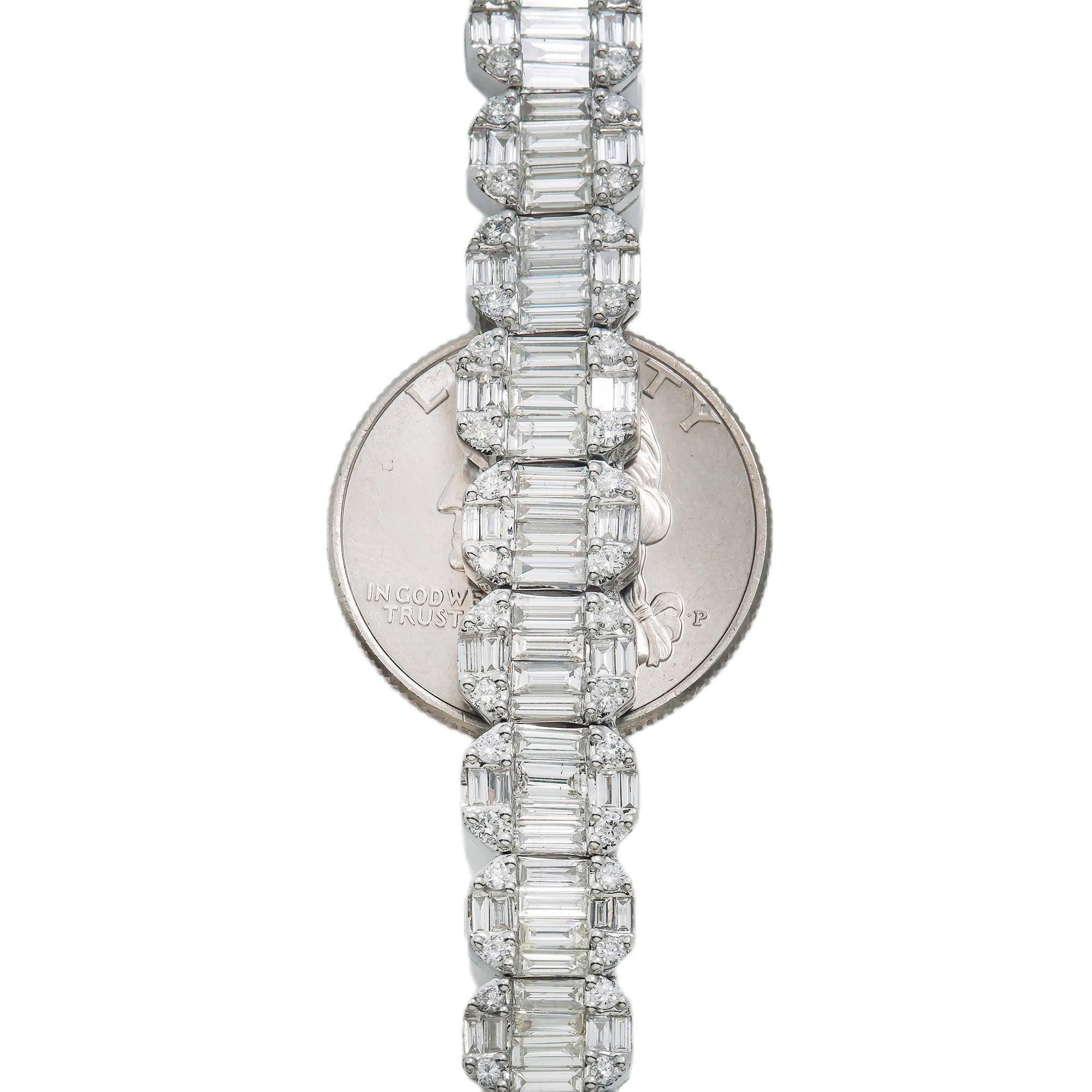 14K GOLD BAGUETTE AND ROUND DIAMOND CHAIN 25.05 CT