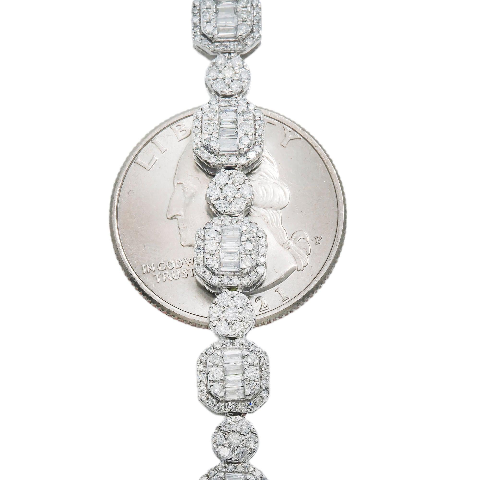 10K GOLD BAGUETTE AND ROUND DIAMOND CHAIN 10.76 CT