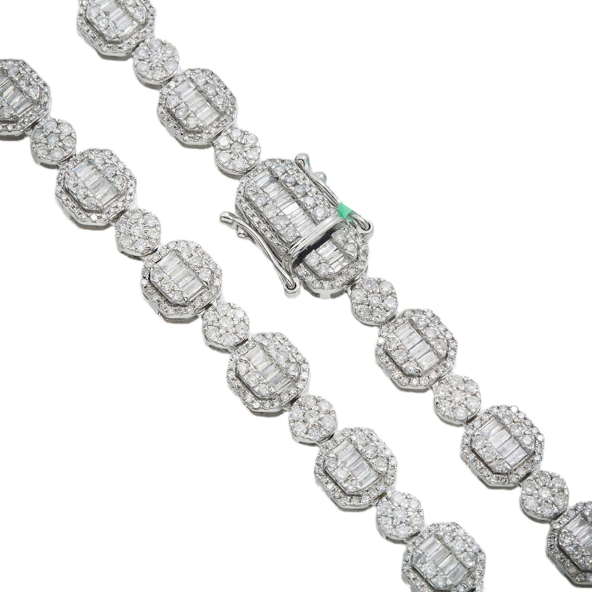 10K GOLD BAGUETTE AND ROUND DIAMOND CHAIN 10.76 CT