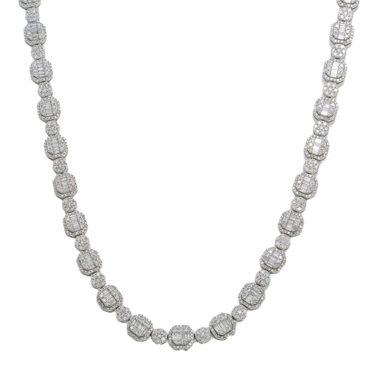 10K GOLD BAGUETTE AND ROUND DIAMOND CHAIN 10.76 CT