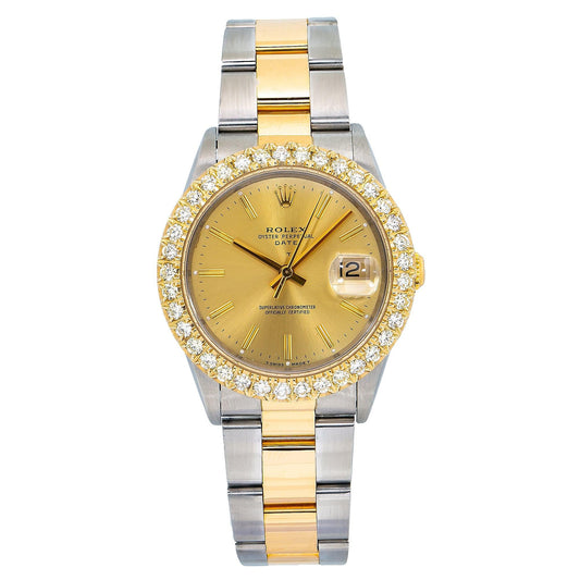 Rolex Oyster Perpetual Date 15233 34MM Champagne Dial With Two Tone Oyster Bracelet