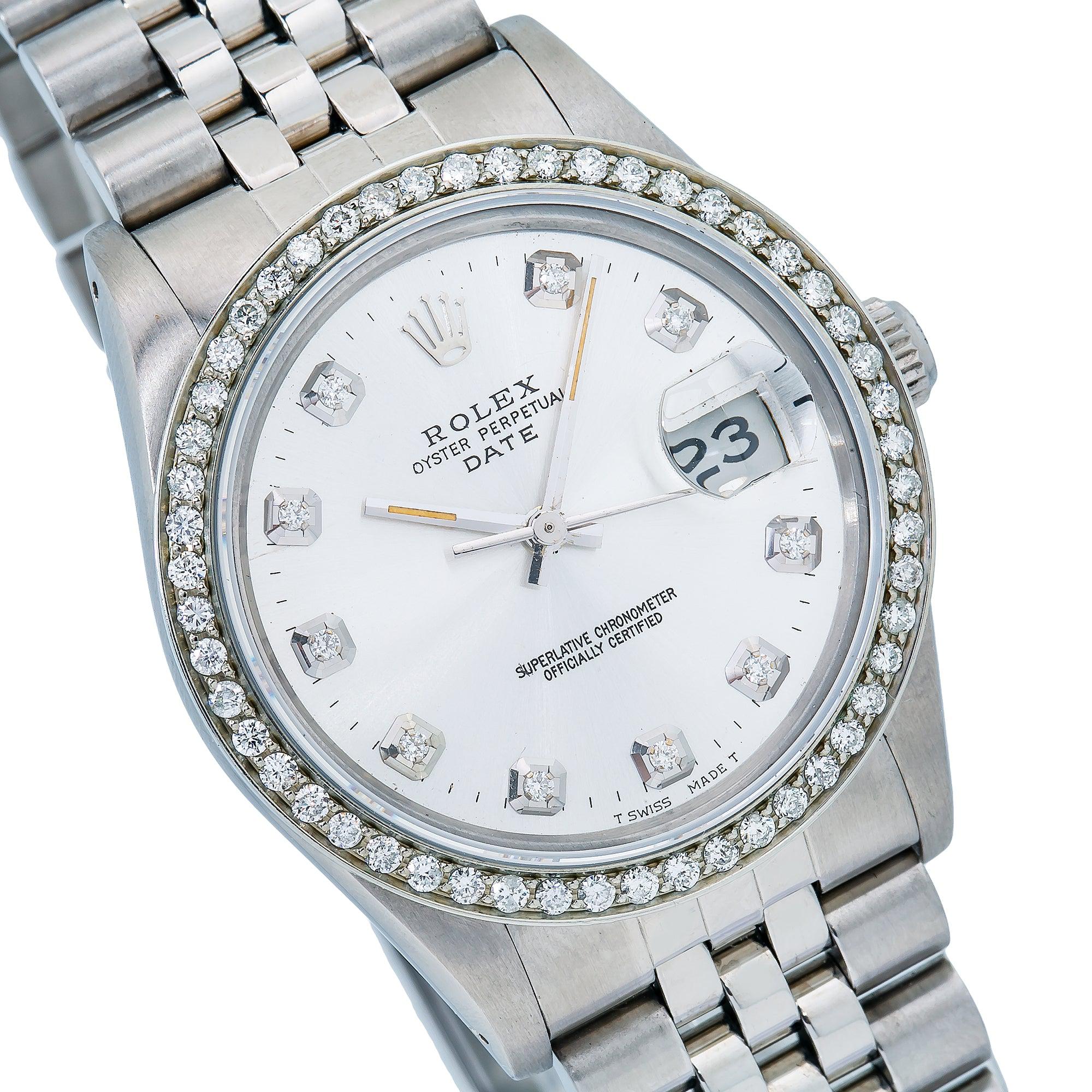 Rolex Oyster Perpetual Date 15000 34MM Silver Dial With Stainless Steel Jubilee Bracelet
