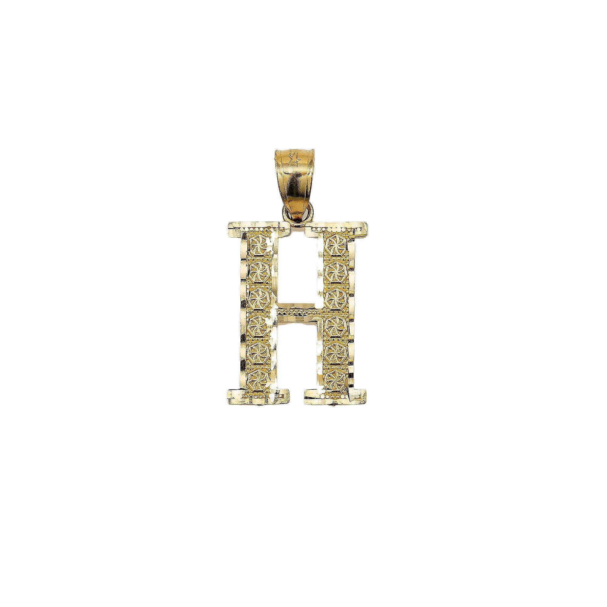 10K YELLOW GOLD LETTER H PENDANT