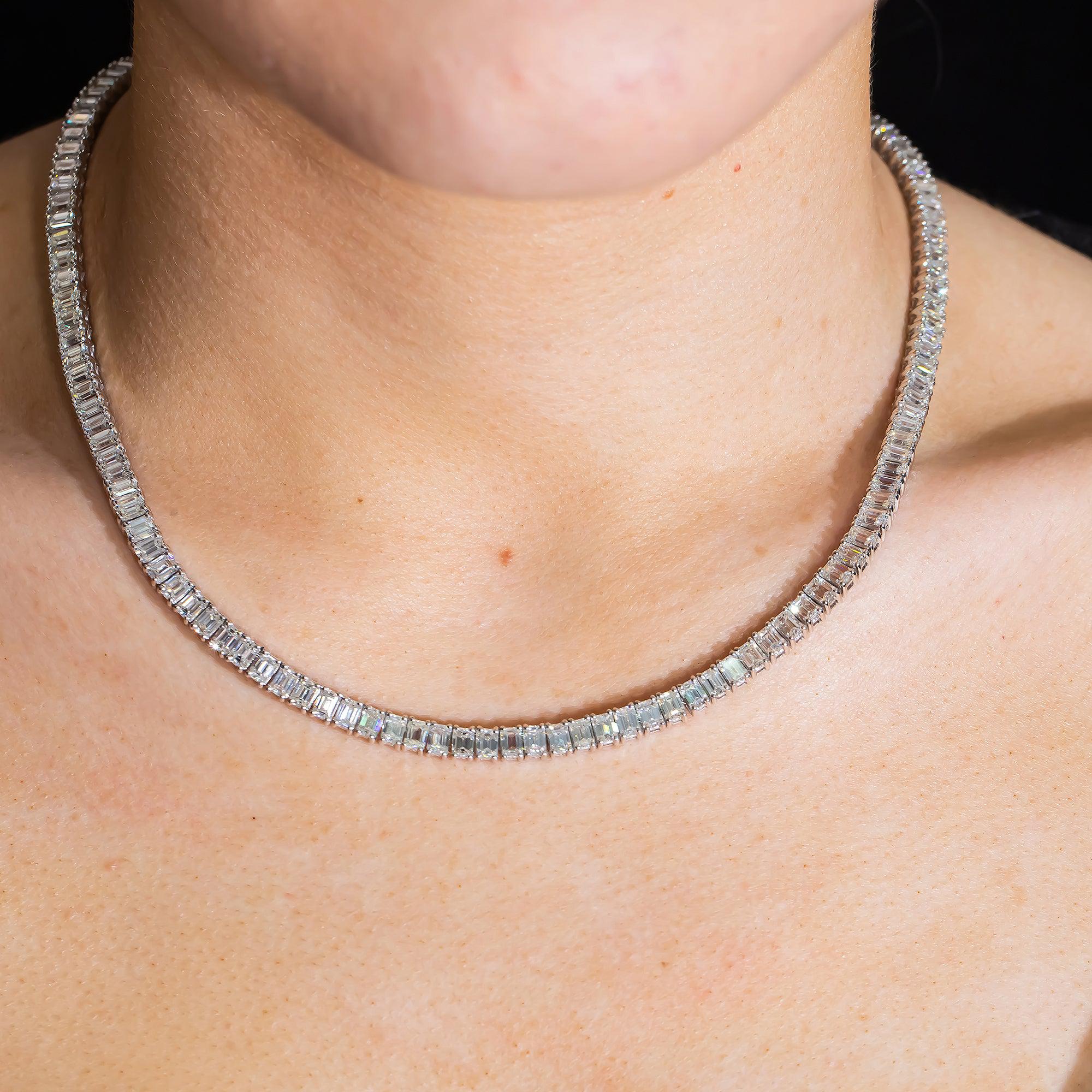 14K GOLD BAGUETTE DIAMOND TENNIS CHAIN 27 CT