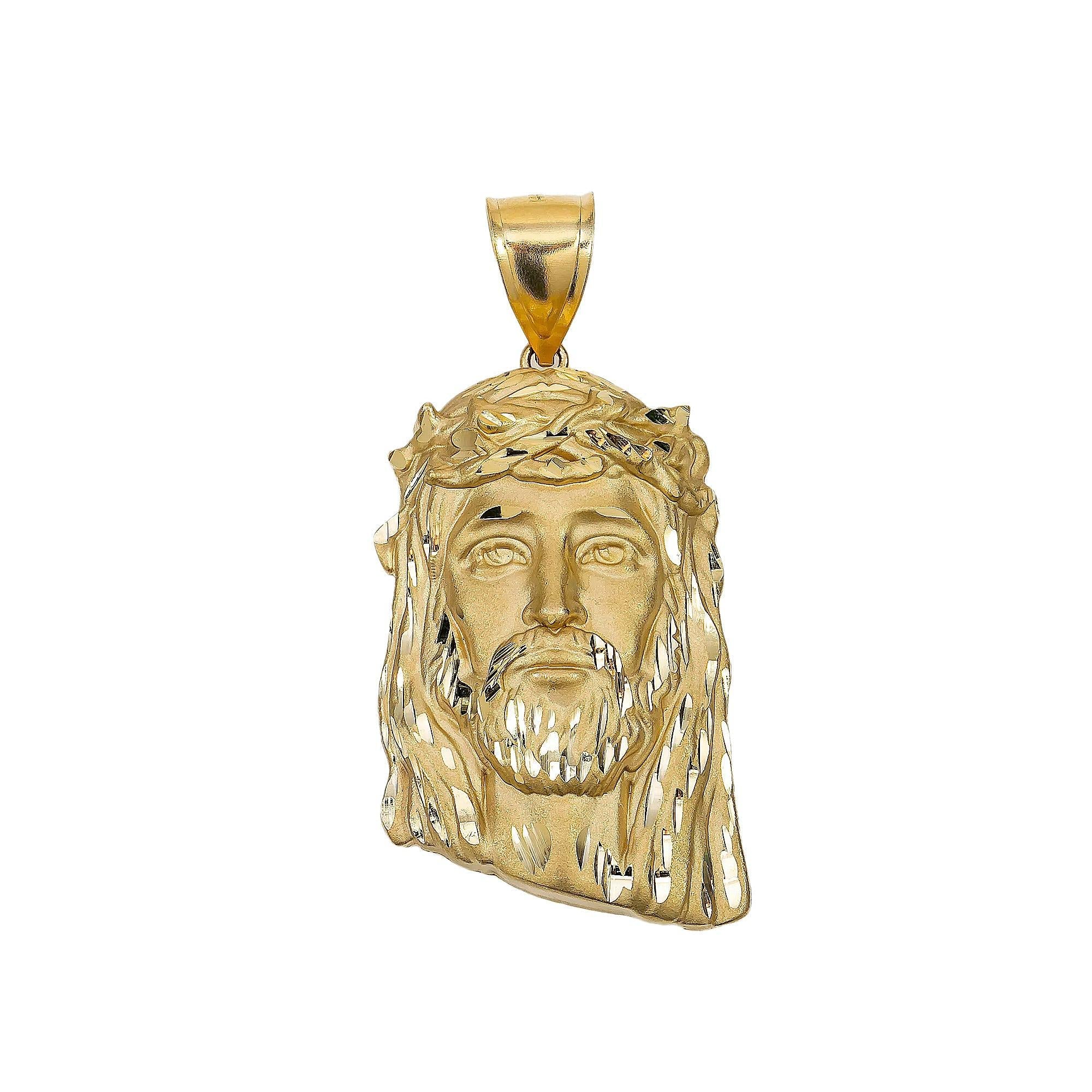 10K YELLOW GOLD JESUS HEAD PENDANT