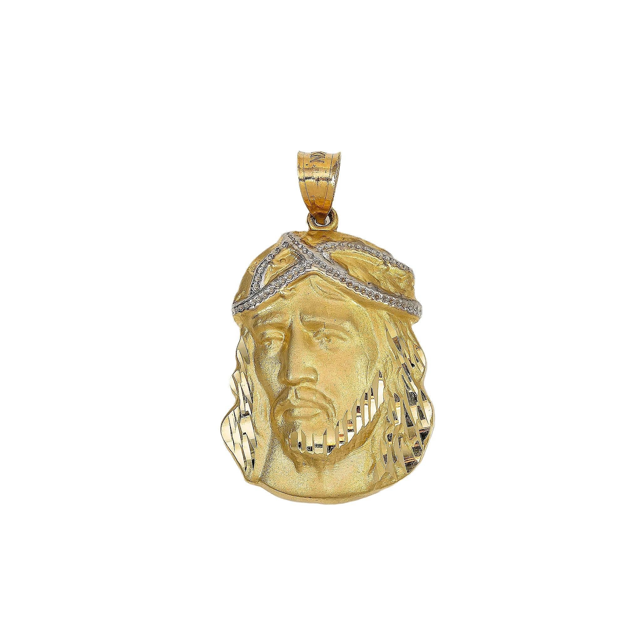 14K YELLOW GOLD JESUS HEAD PENDANT