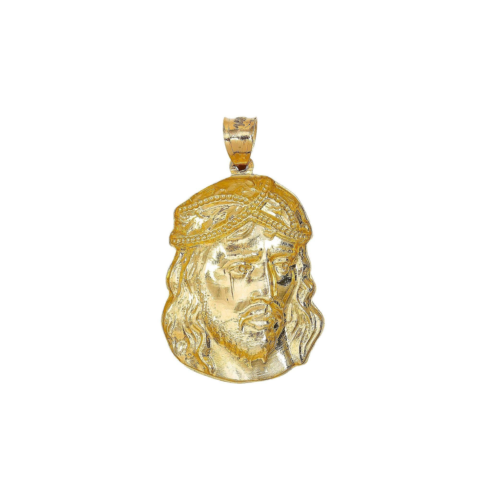 14K YELLOW GOLD JESUS HEAD PENDANT