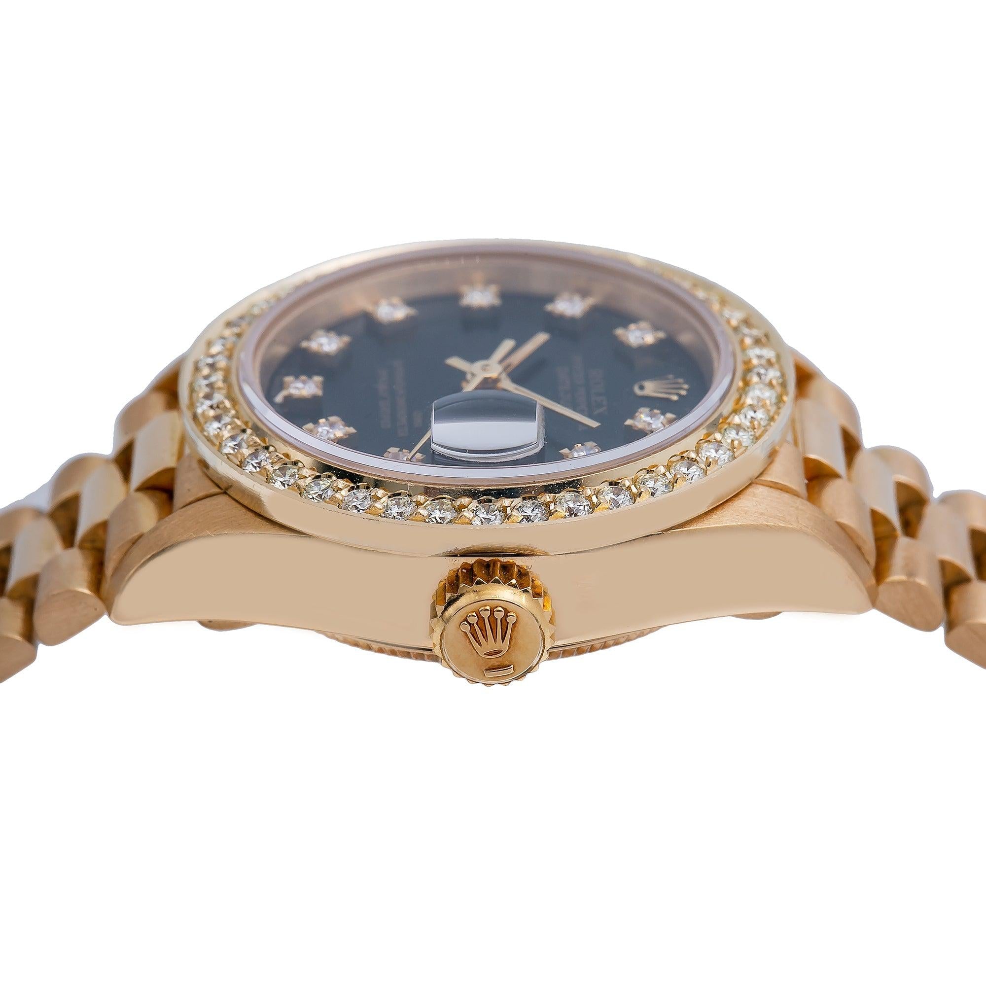 Rolex Datejust 26MM Black Diamond Dial With Yellow Gold Bracelet