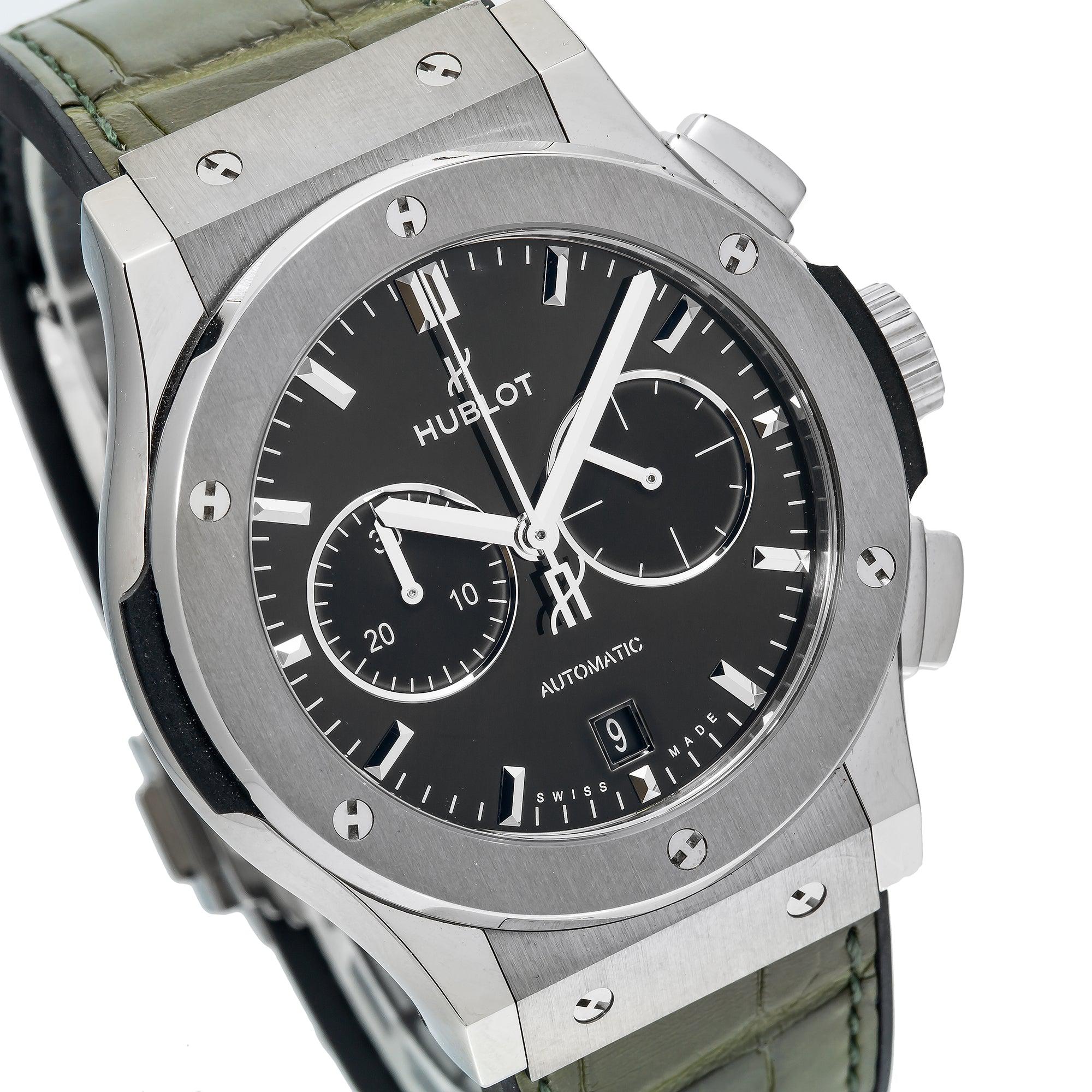 Hublot Classic Fusion Chronograph 541.NX.8970.LR 42MM Green Dial With Leather Bracelet