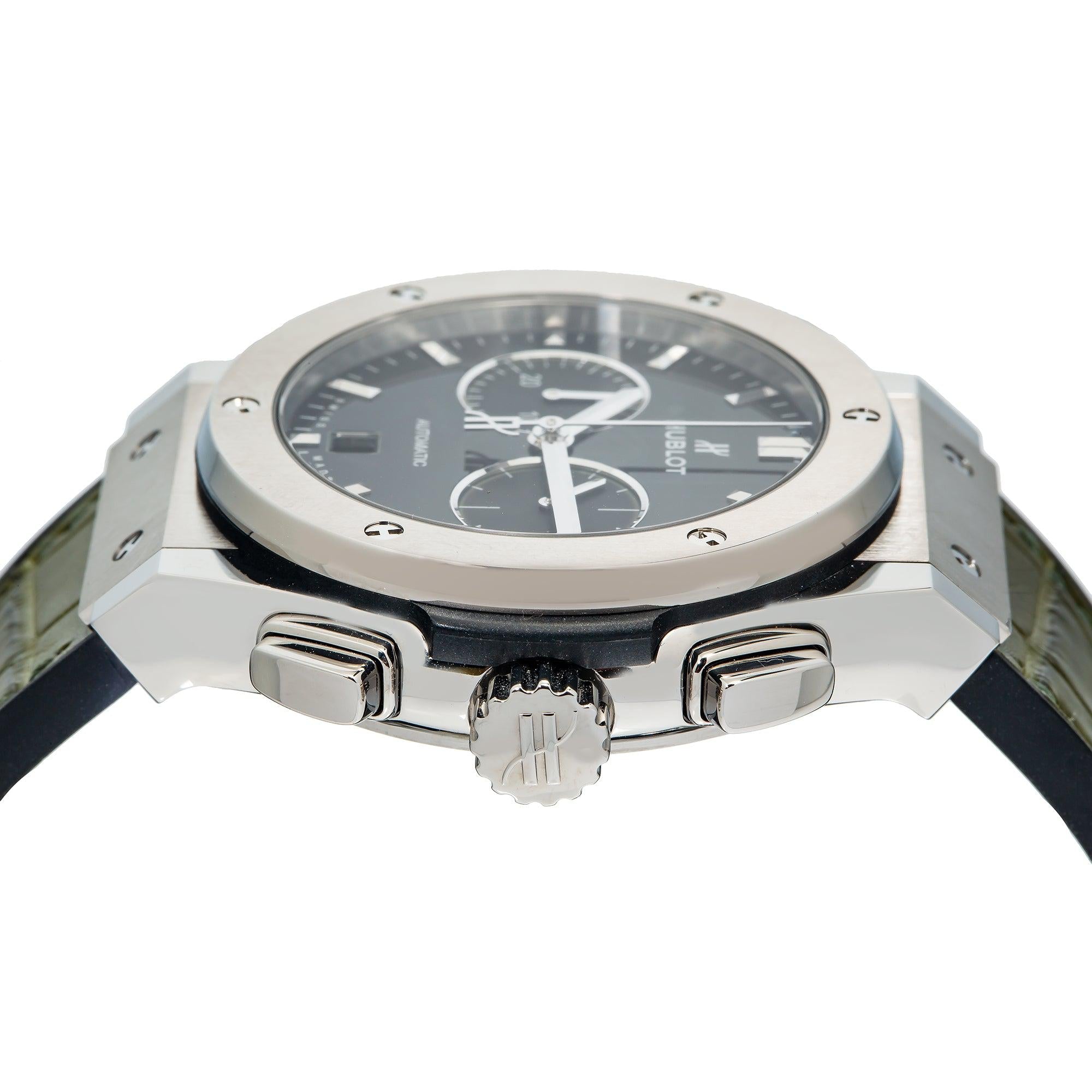 Hublot Classic Fusion Chronograph 541.NX.8970.LR 42MM Green Dial With Leather Bracelet