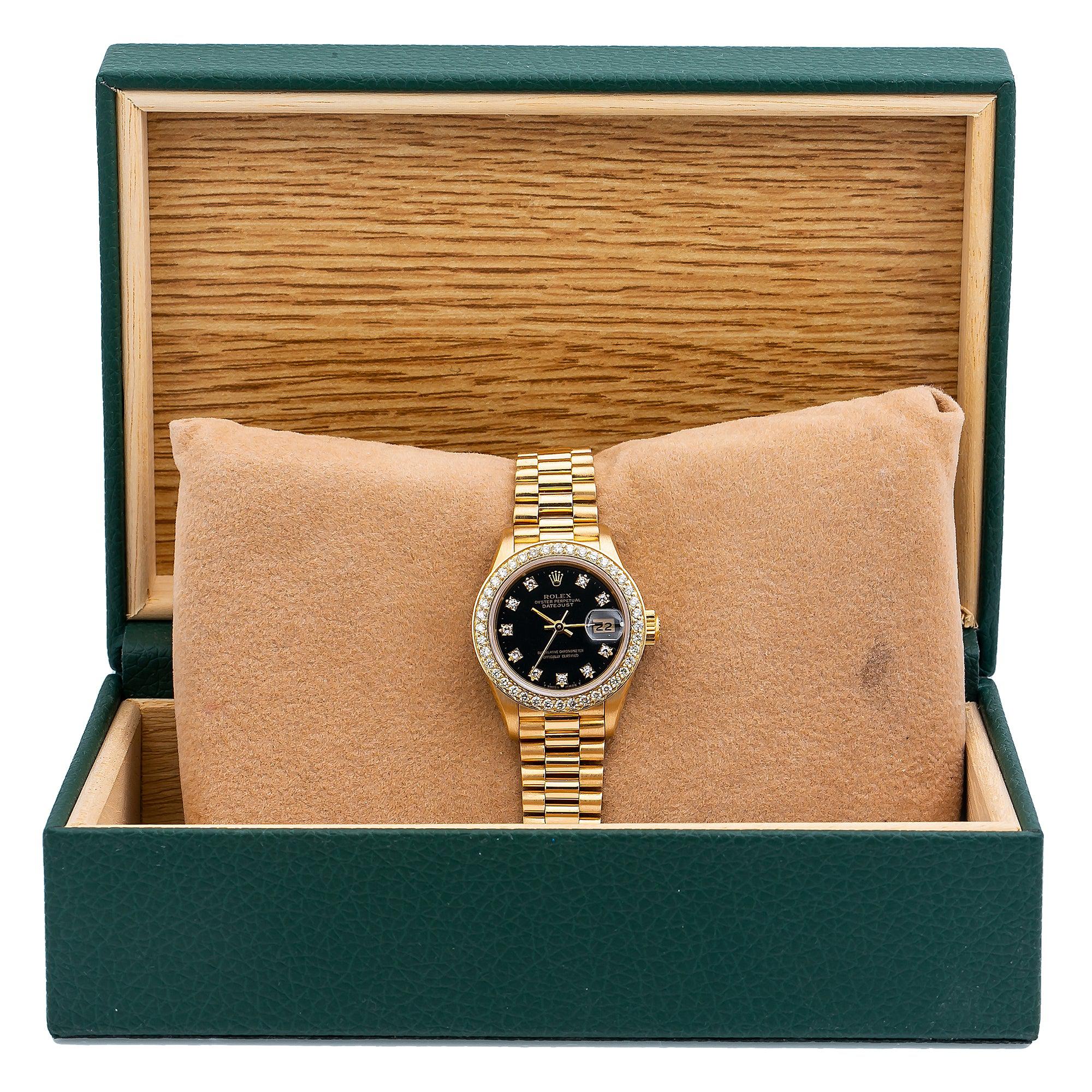 Rolex Datejust 26MM Black Diamond Dial With Yellow Gold Bracelet