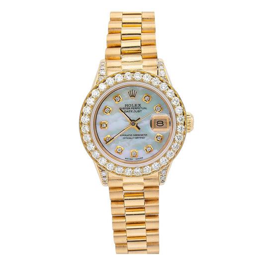 Rolex Datejust  Yellow Gold 26MM White Diamond Dial With Yellow Gold Bracelet