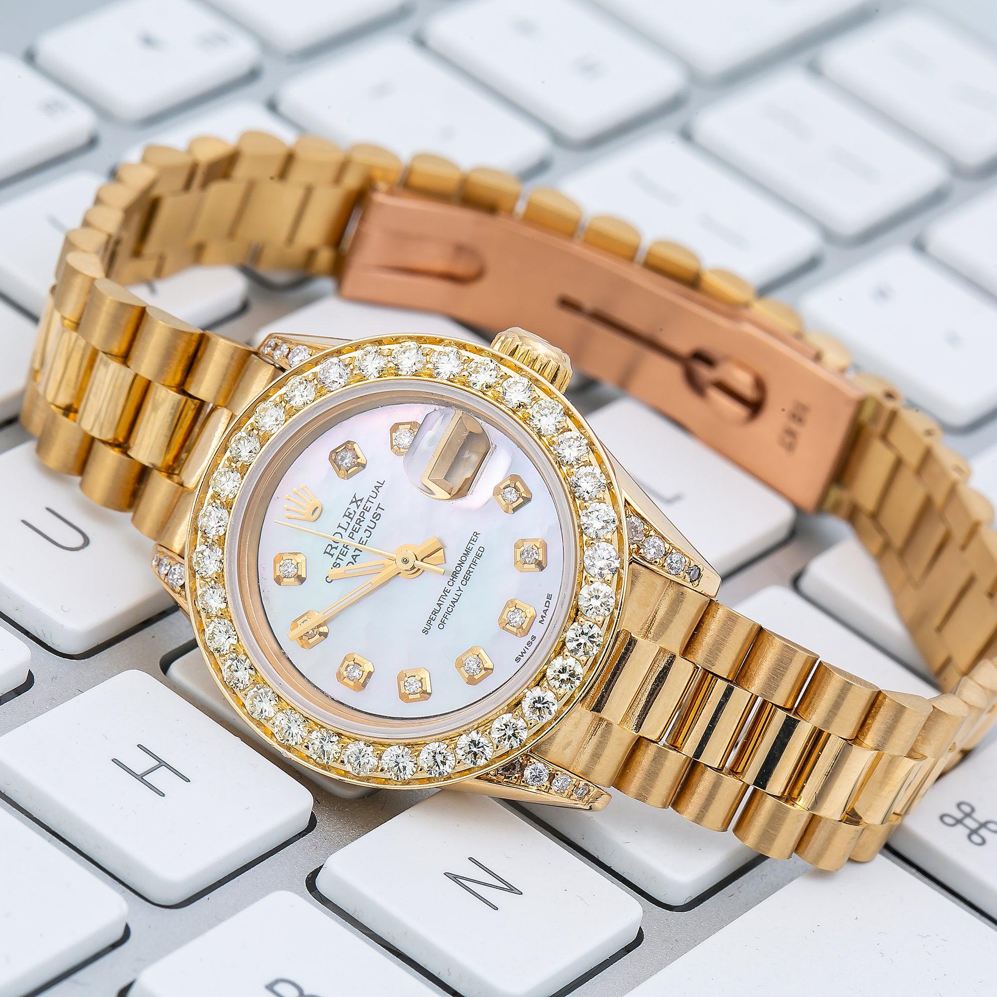 Rolex Datejust  Yellow Gold 26MM White Diamond Dial With Yellow Gold Bracelet