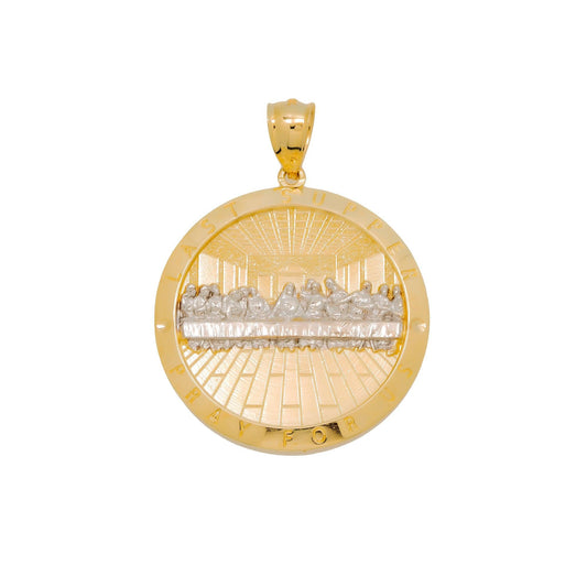 10K GOLD LAST SUPPER PRAY FOR US PENDANT 2"