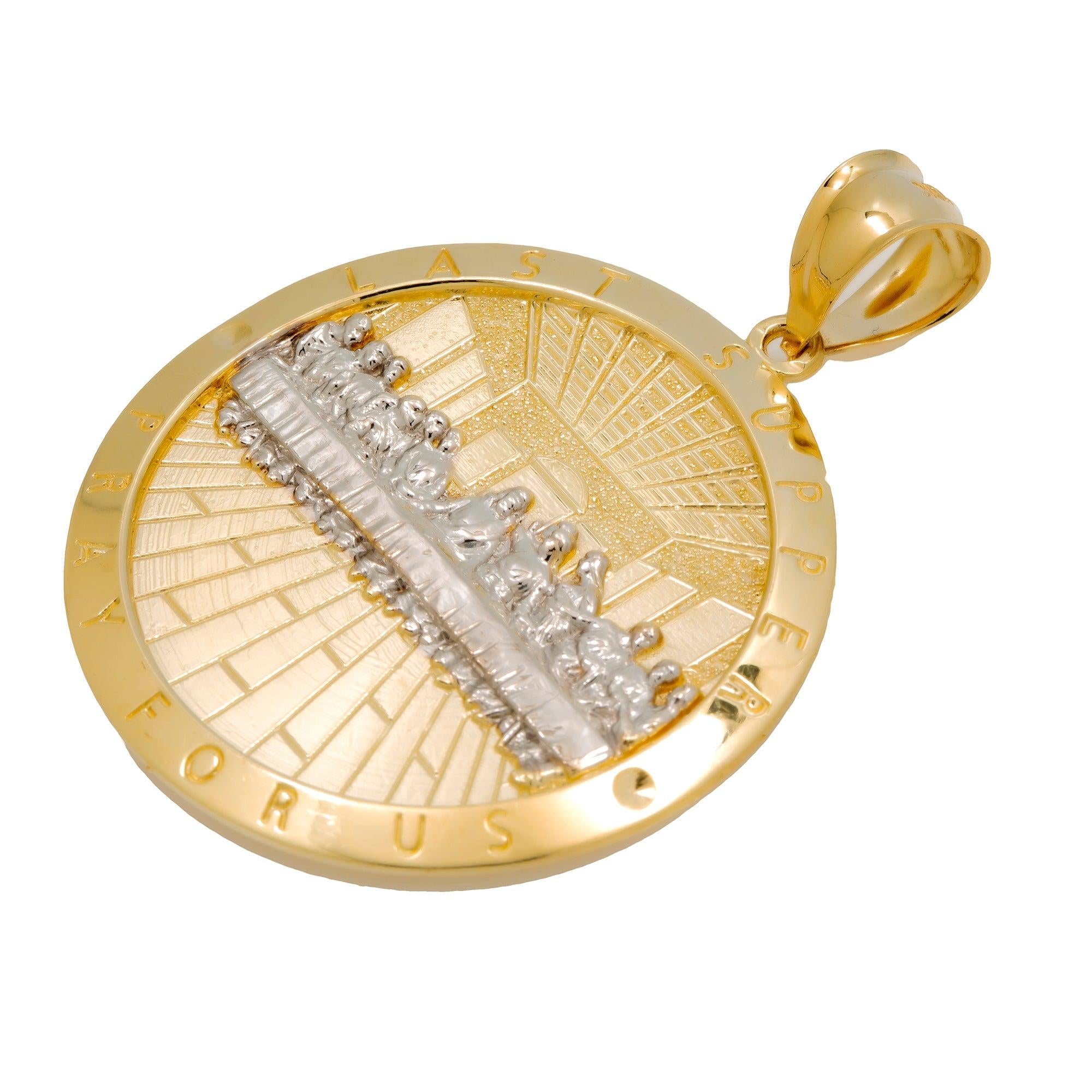 10K GOLD LAST SUPPER PRAY FOR US PENDANT 2"