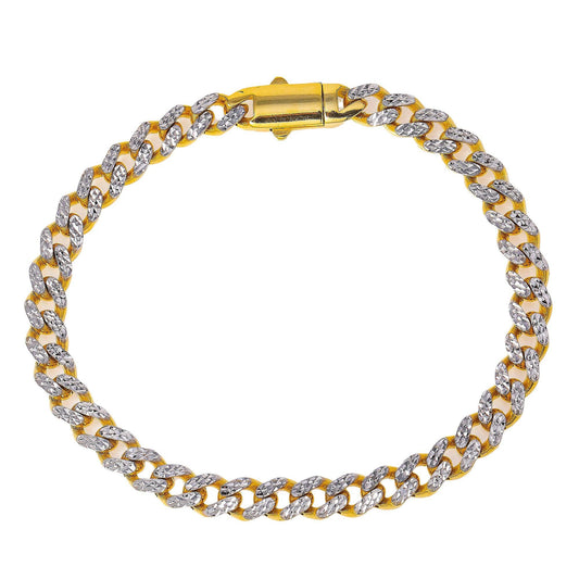 10K YELLOW GOLD DIAMOND CUT CUBAN LINK BRACELET