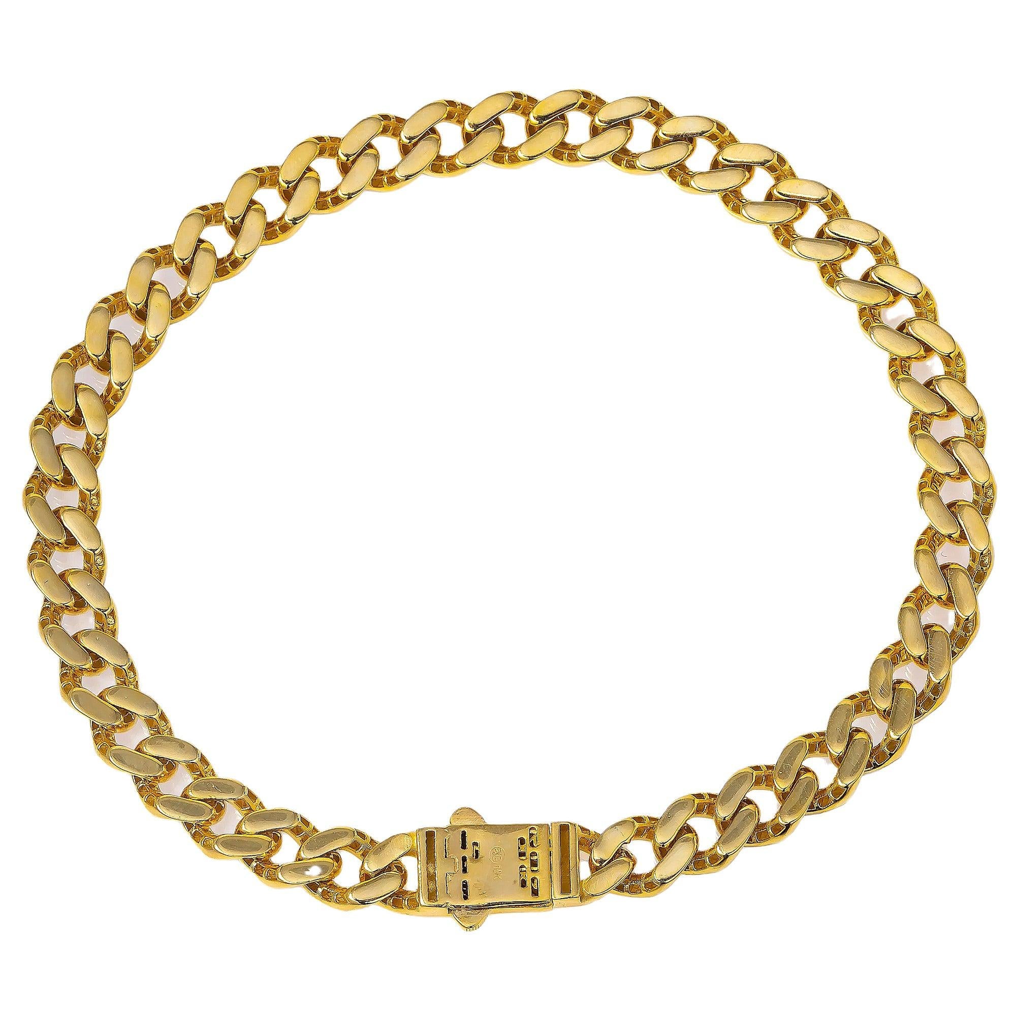 10K YELLOW GOLD DIAMOND CUT CUBAN LINK BRACELET