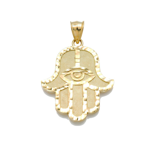 10K GOLD HAMSA PENDANT 1.64"