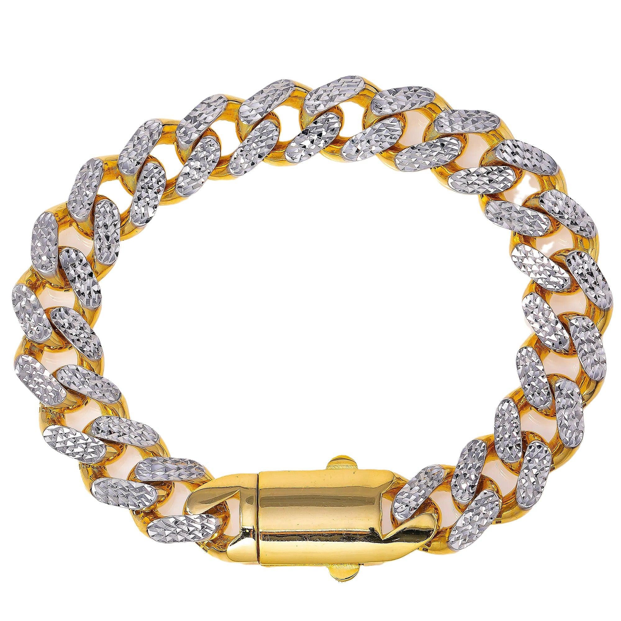 10K YELLOW GOLD DIAMOND CUT CUBAN LINK BRACELET