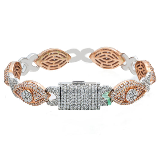 10K GOLD TWO TONE EYE INFINITY CHAIN BRACELET 11.77 CT DIAMONDS