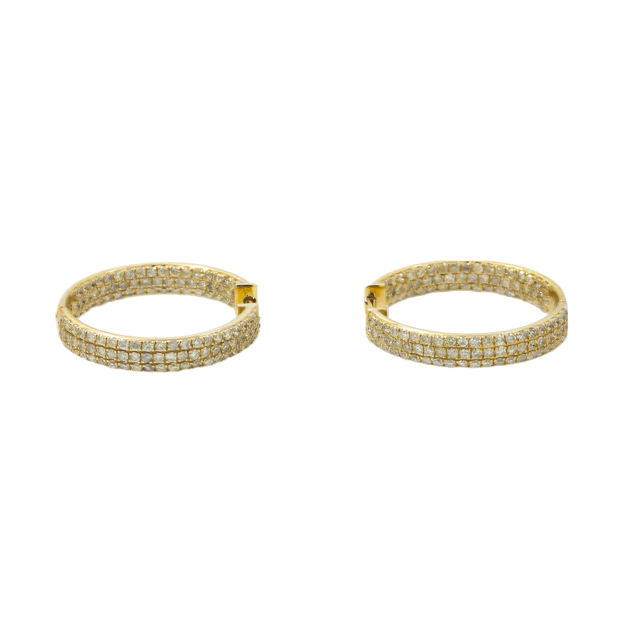 14K GOLD DIAMOND HOOP EARRINGS 1.14 CTW