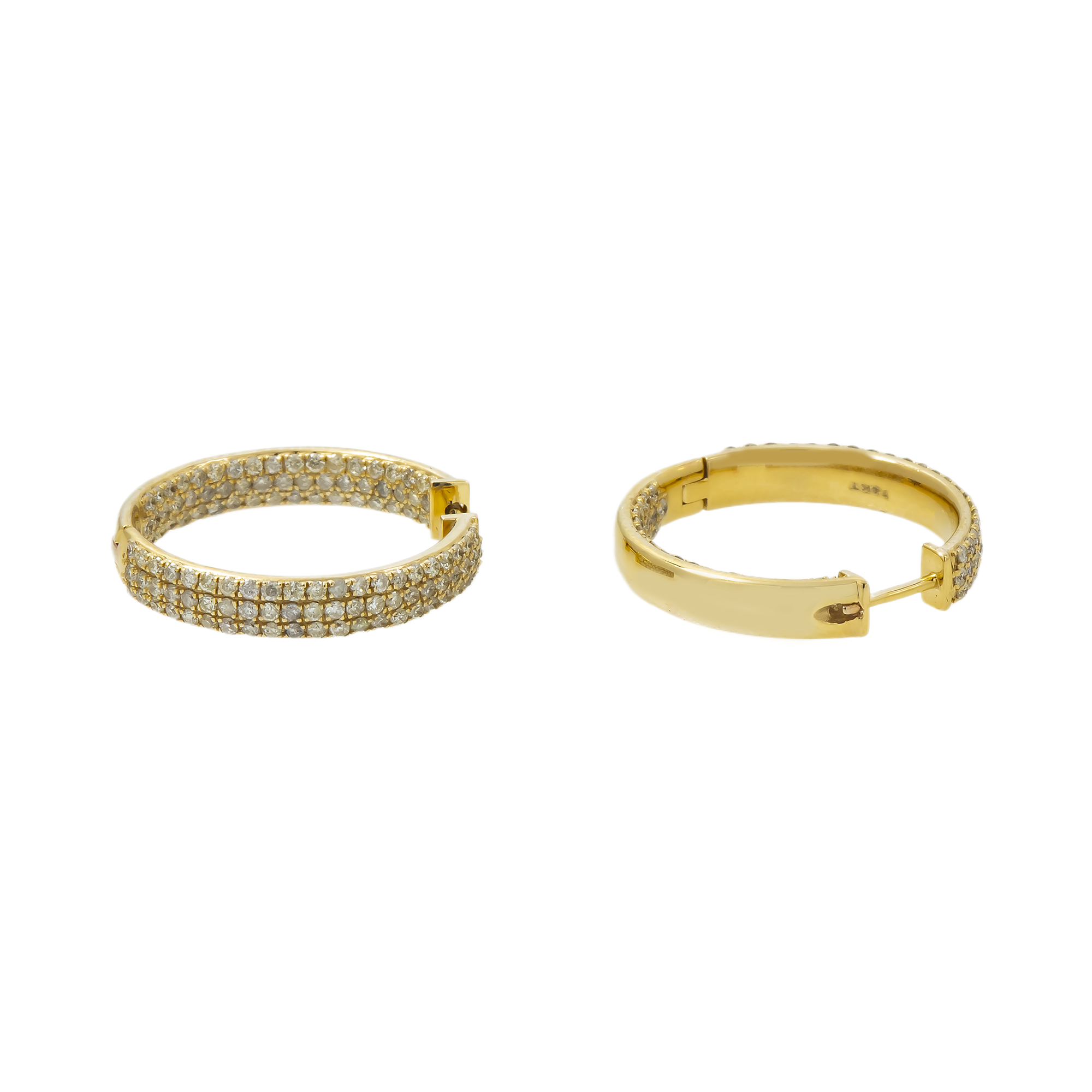 14K GOLD DIAMOND HOOP EARRINGS 1.14 CTW