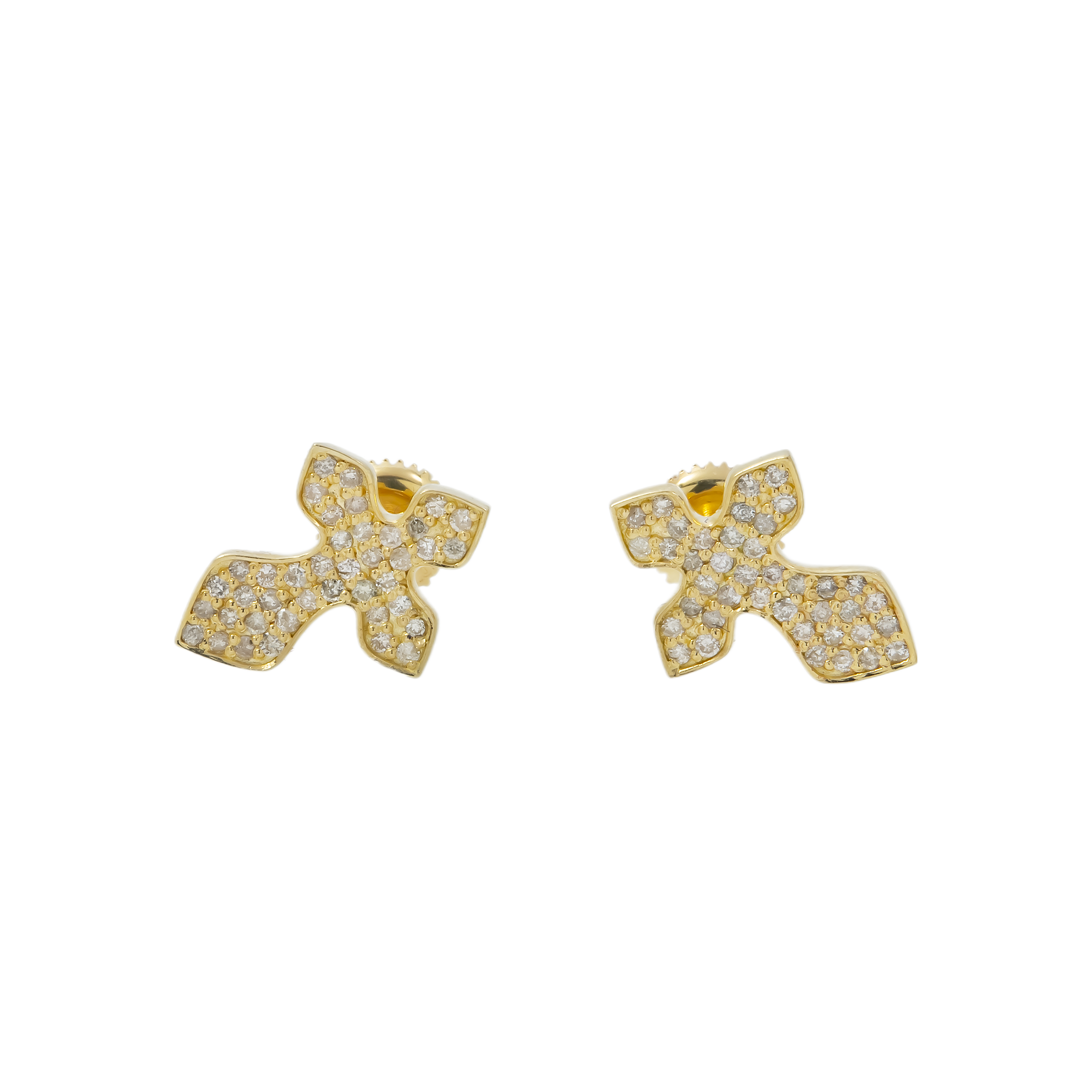 10K GOLD ROUND DIAMOND CROSS EARRINGS 0.44 CTW