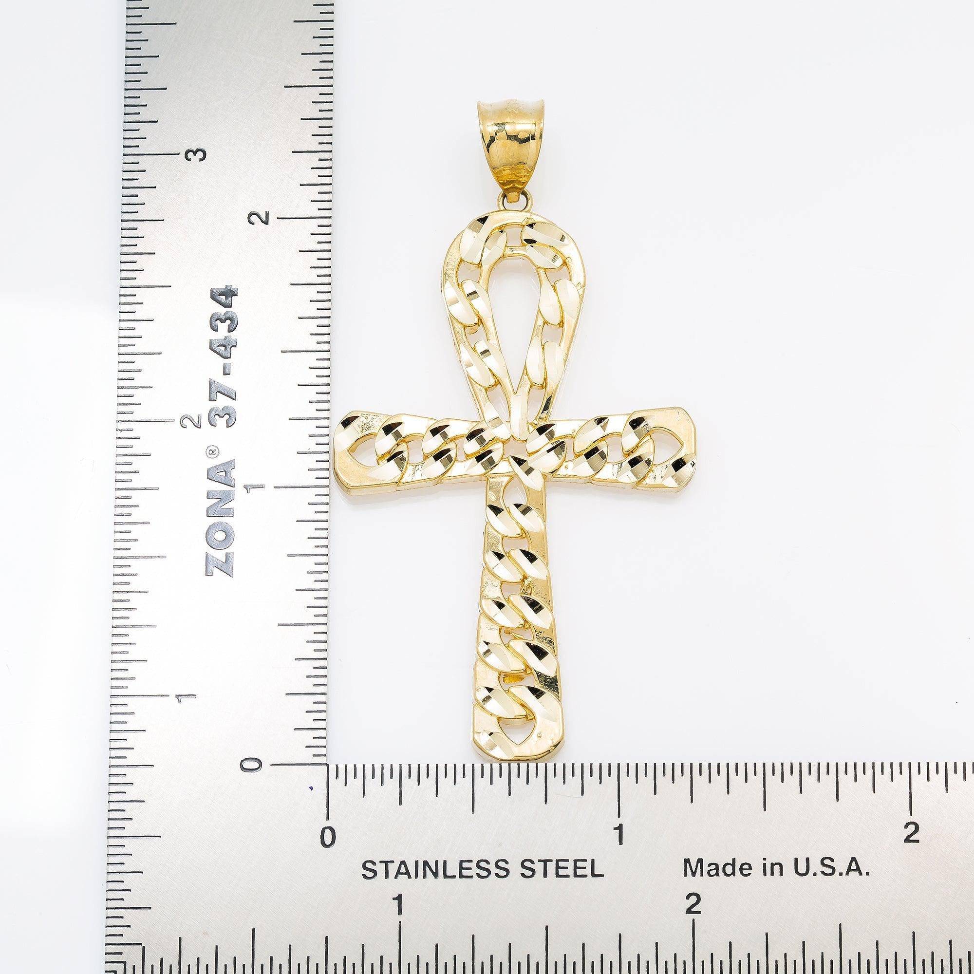 10K GOLD CROSS PENDANT 2.6"
