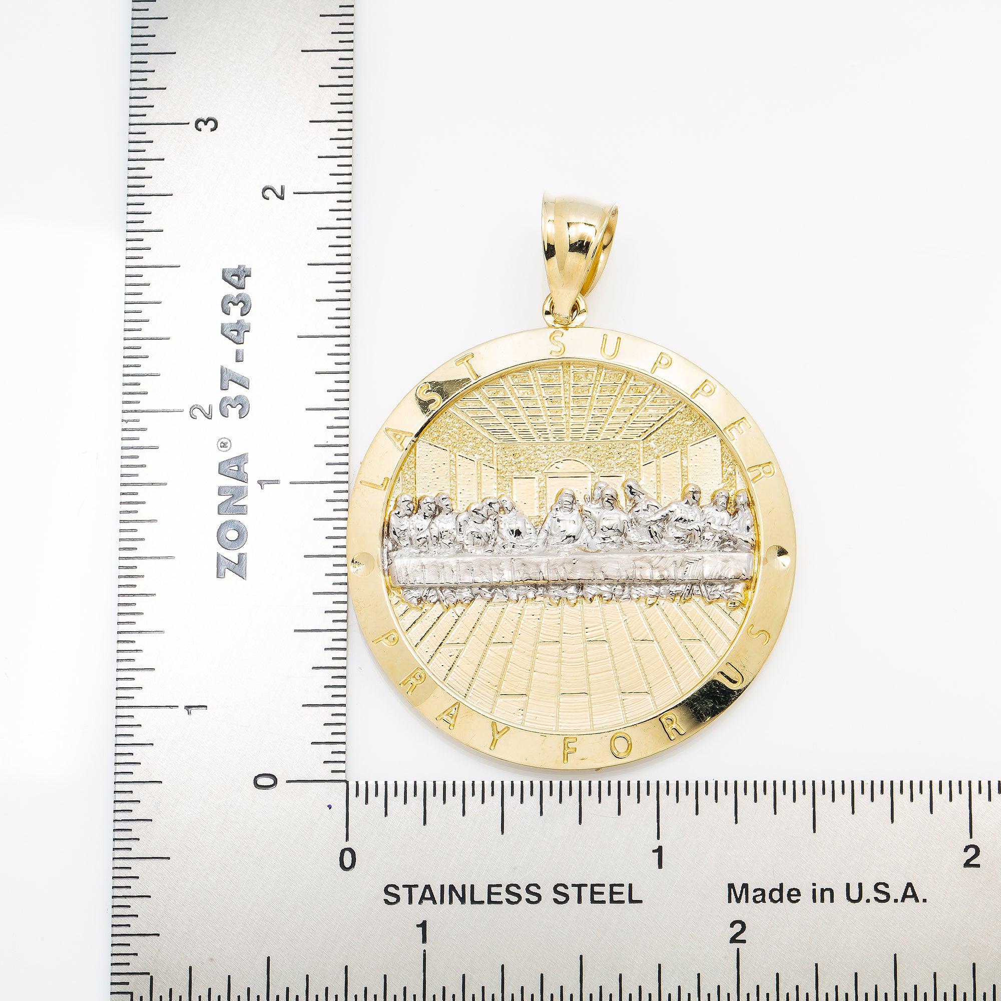 10K GOLD LAST SUPPER PRAY FOR US PENDANT 2"