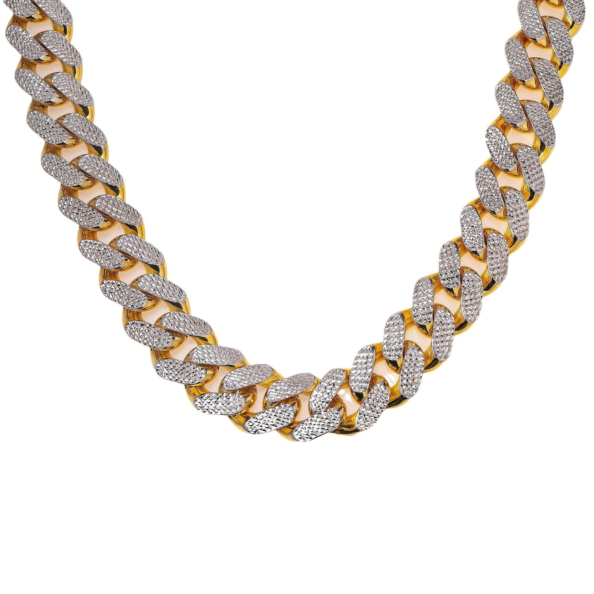 10K HOLLOW YELLOW GOLD DIAMOND CUT CUBAN LINK CHAIN