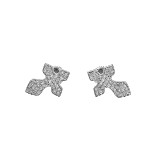 10K GOLD ROUND DIAMOND CROSS EARRINGS 0.44 CTW