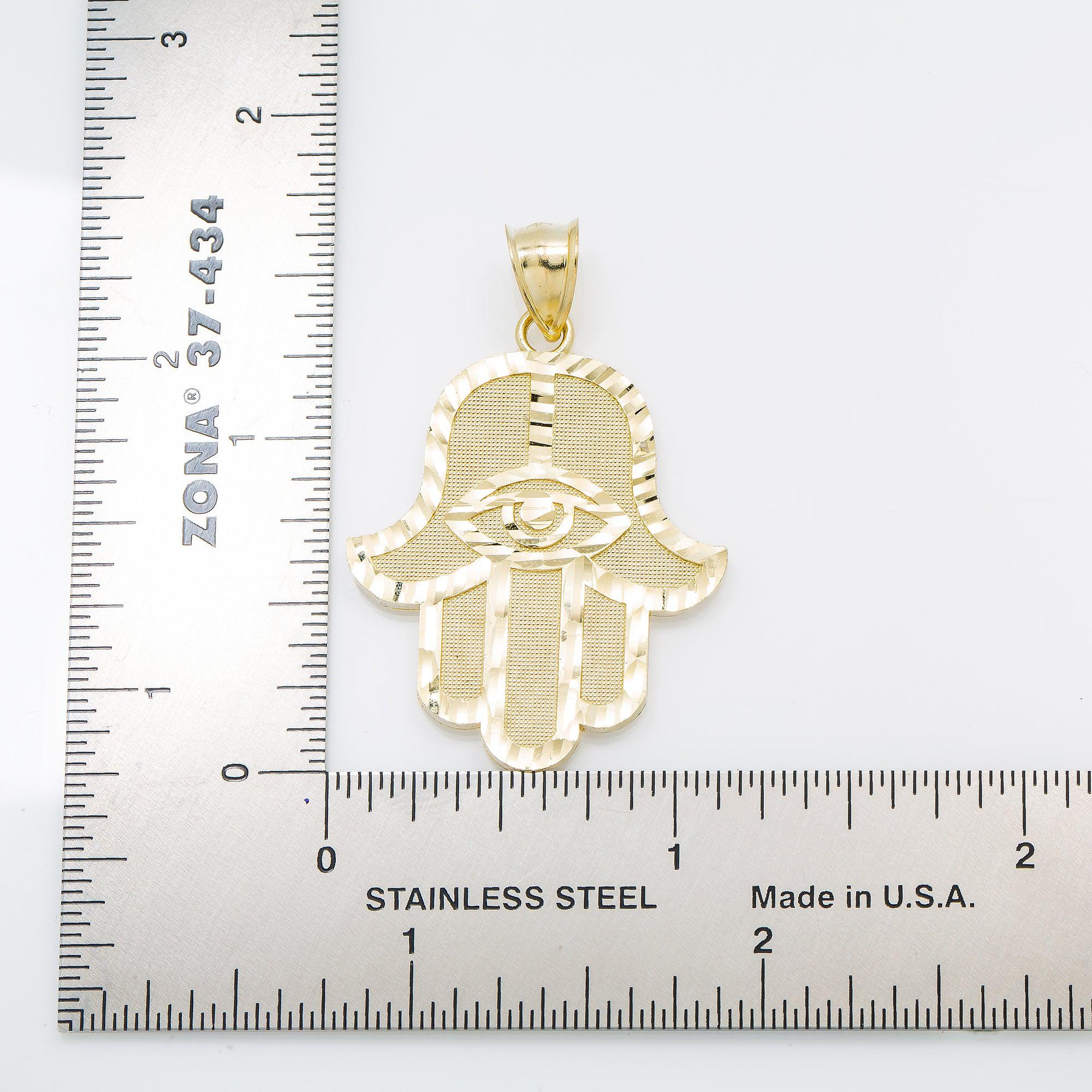 10K GOLD HAMSA PENDANT 1.64"