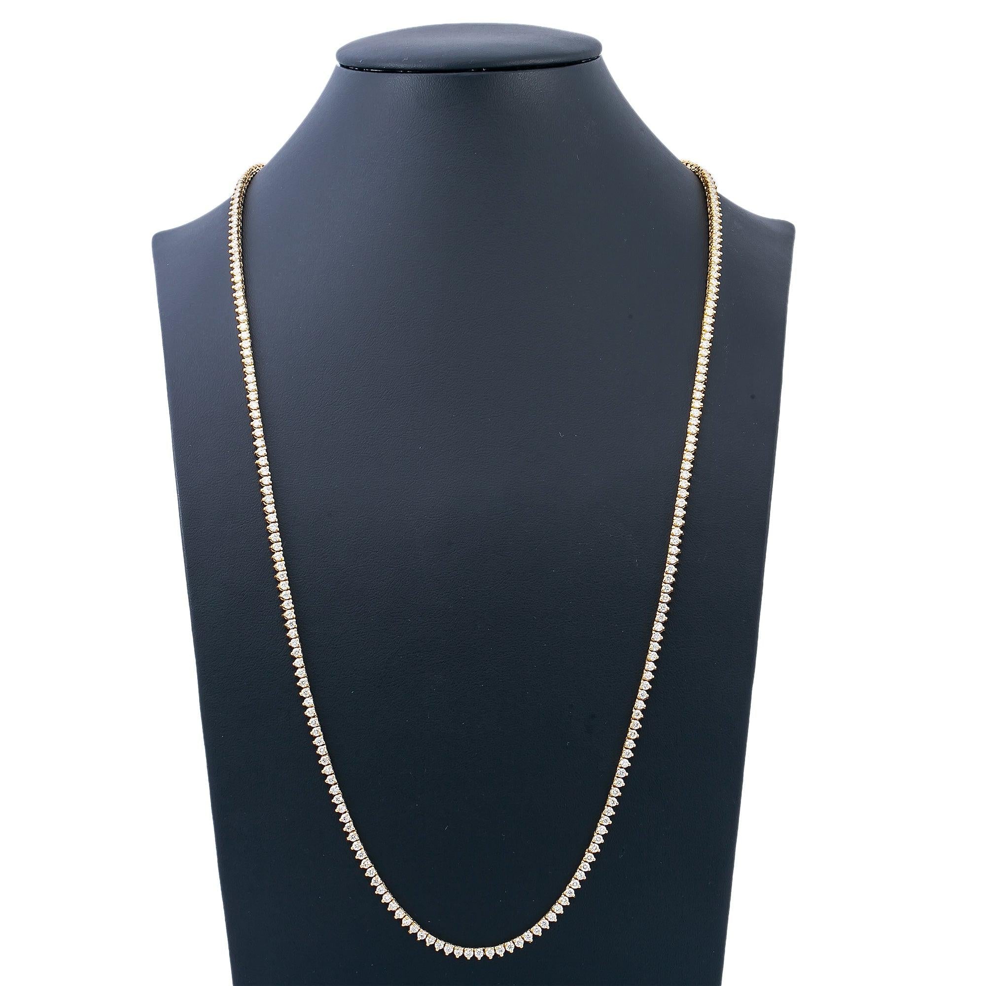 14K Yellow Gold 24"/3.5MM Tennis Chain  With 12.75 CT Diamonds