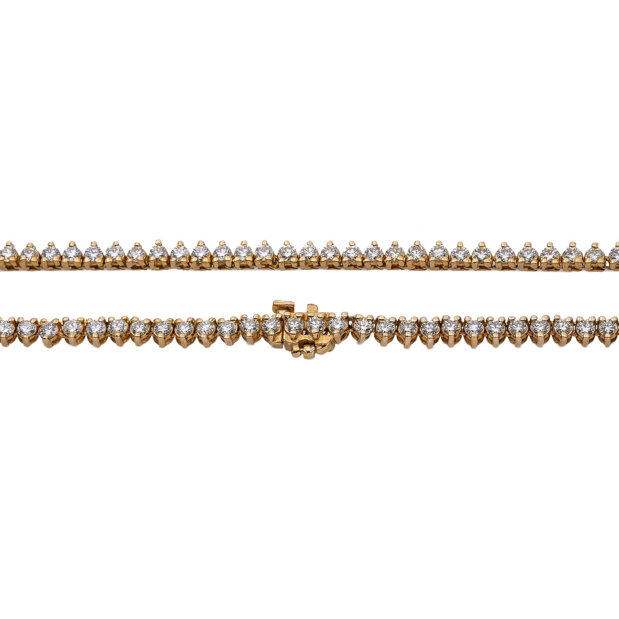 14K Yellow Gold 24"/3.5MM Tennis Chain  With 12.75 CT Diamonds