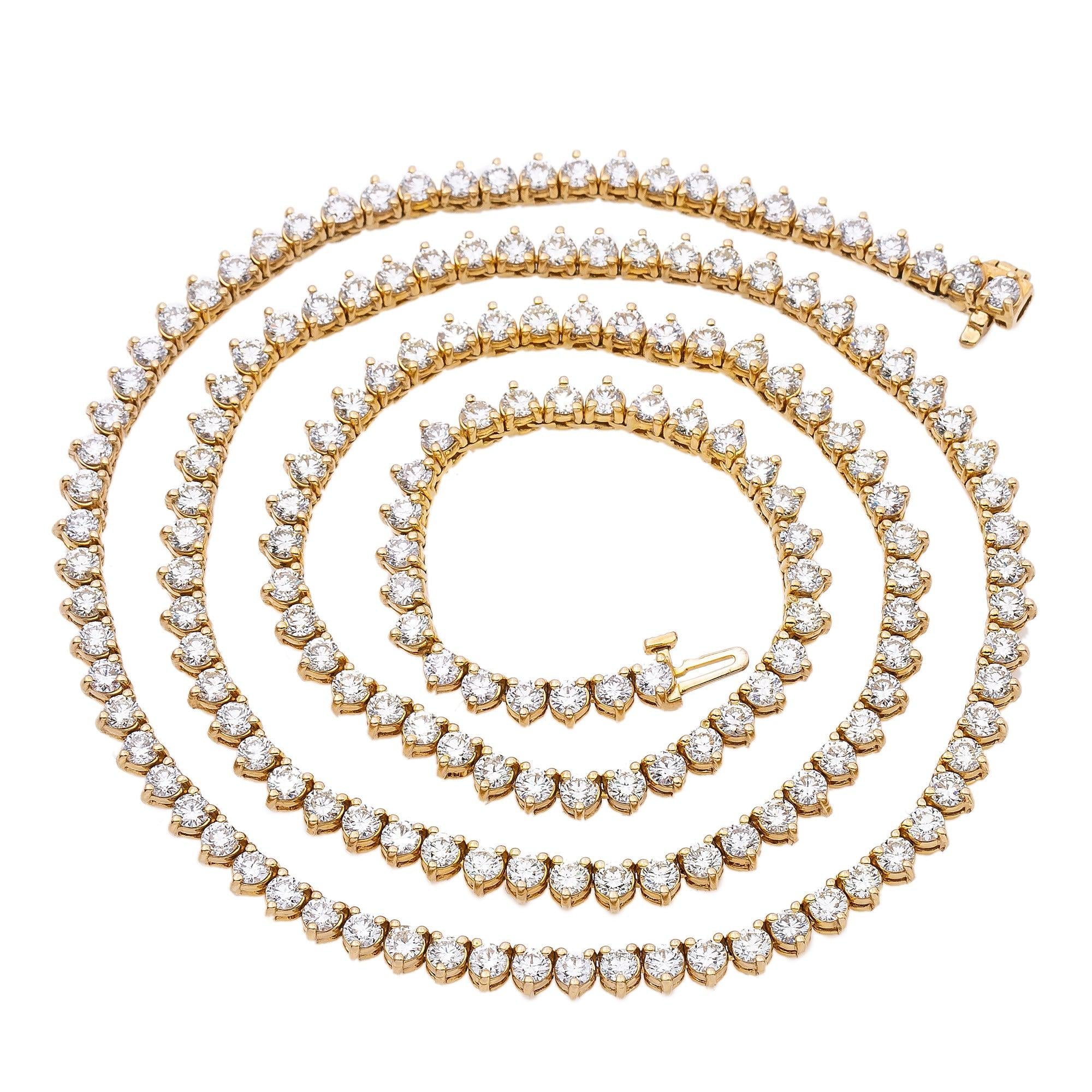 14K Yellow Gold Tennis Chain 26"/ 4.5MM With 21.28 CT Diamonds