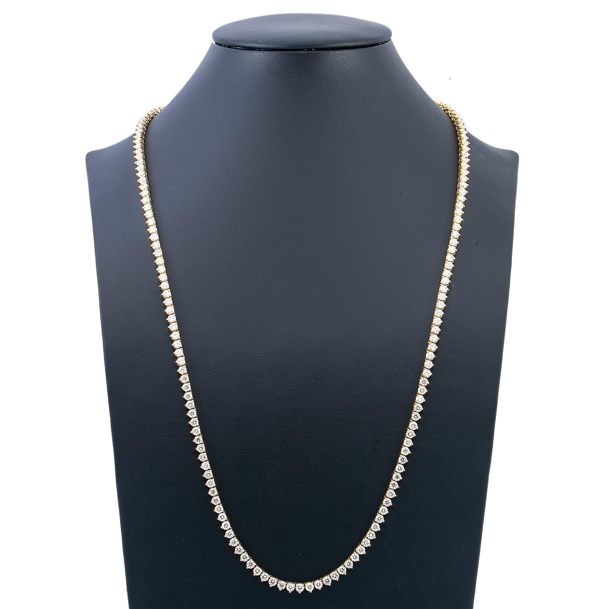 14K Yellow Gold Tennis Chain 26"/ 4.5MM With 21.28 CT Diamonds
