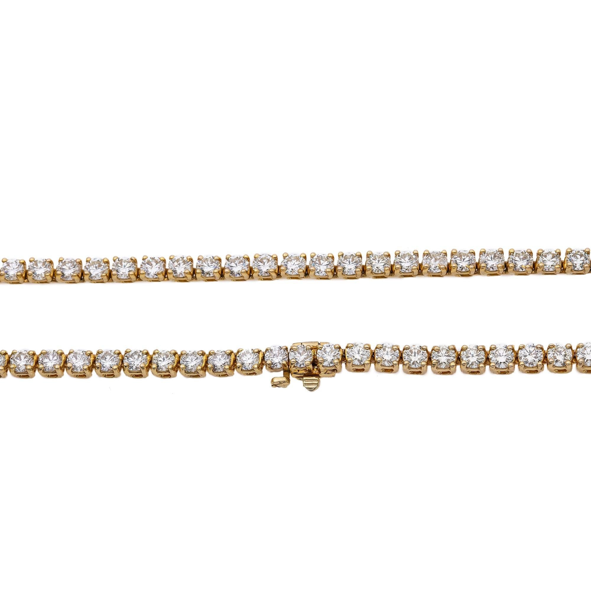 14K Yellow Gold 24'/3.7MM Tennis Chain With 23.25 CT Diamonds