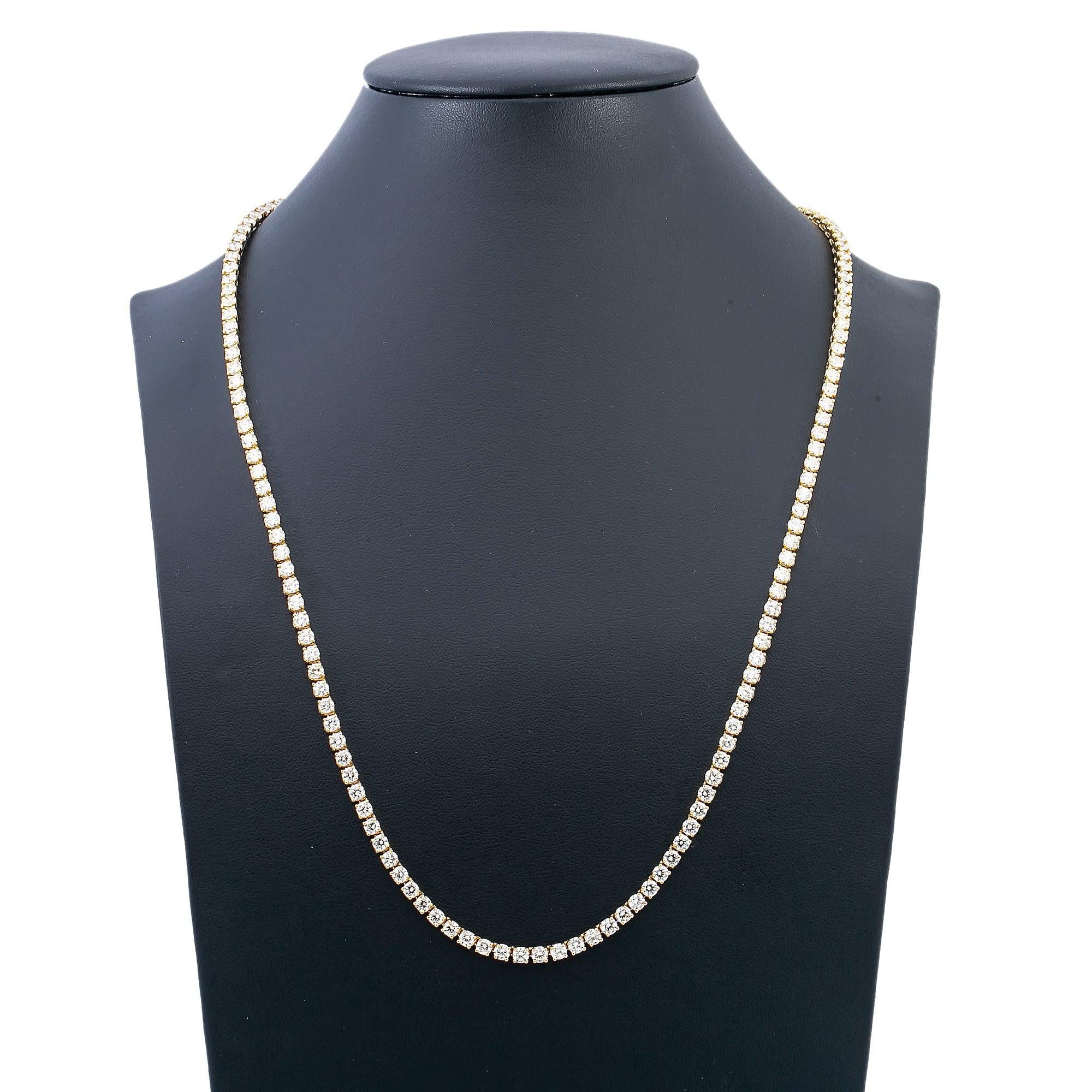 14K Yellow Gold 24'/3.7MM Tennis Chain With 23.25 CT Diamonds